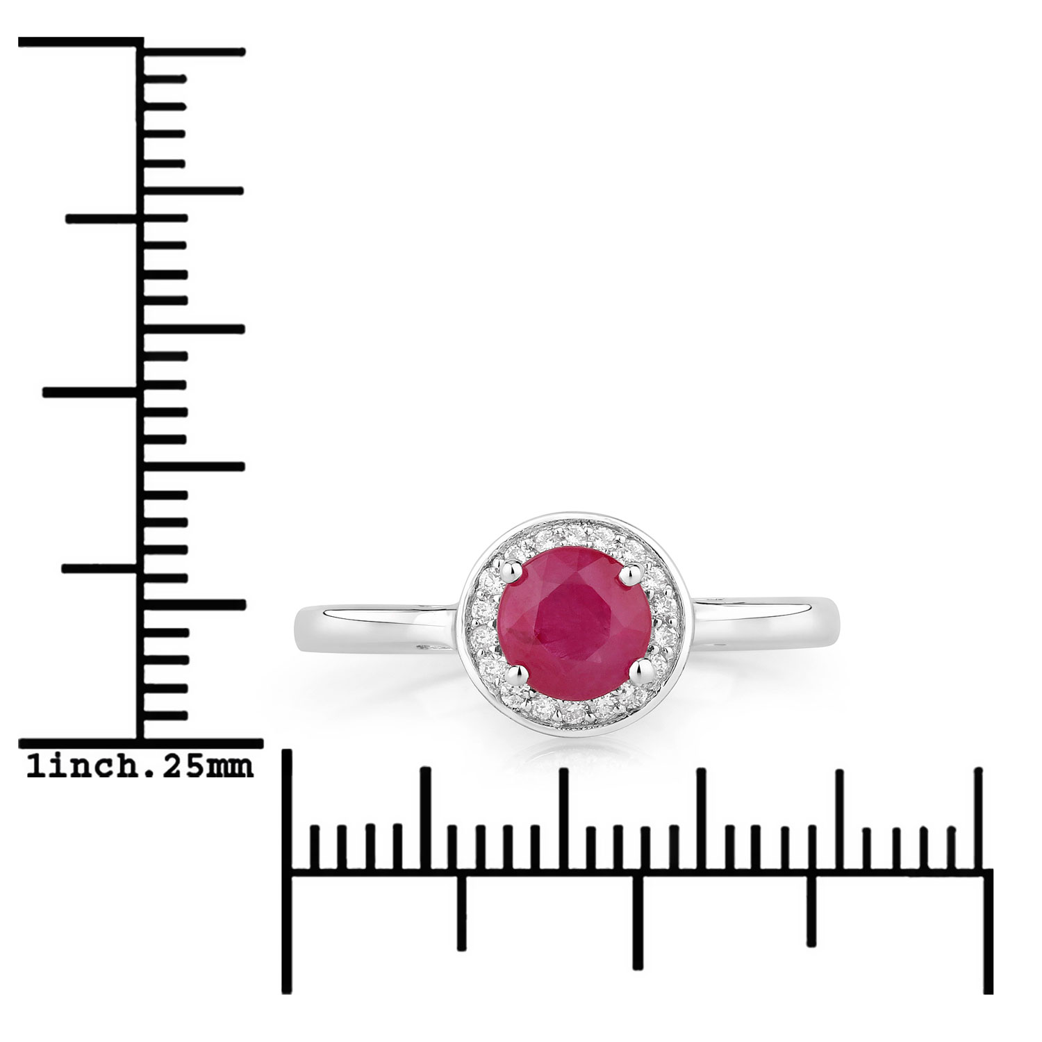0.64 Carat Genuine Mozambique Ruby and Lab Grown Diamond .925 Sterling Silver Ring 0.64 C.T.W Sterling Silver - view 2