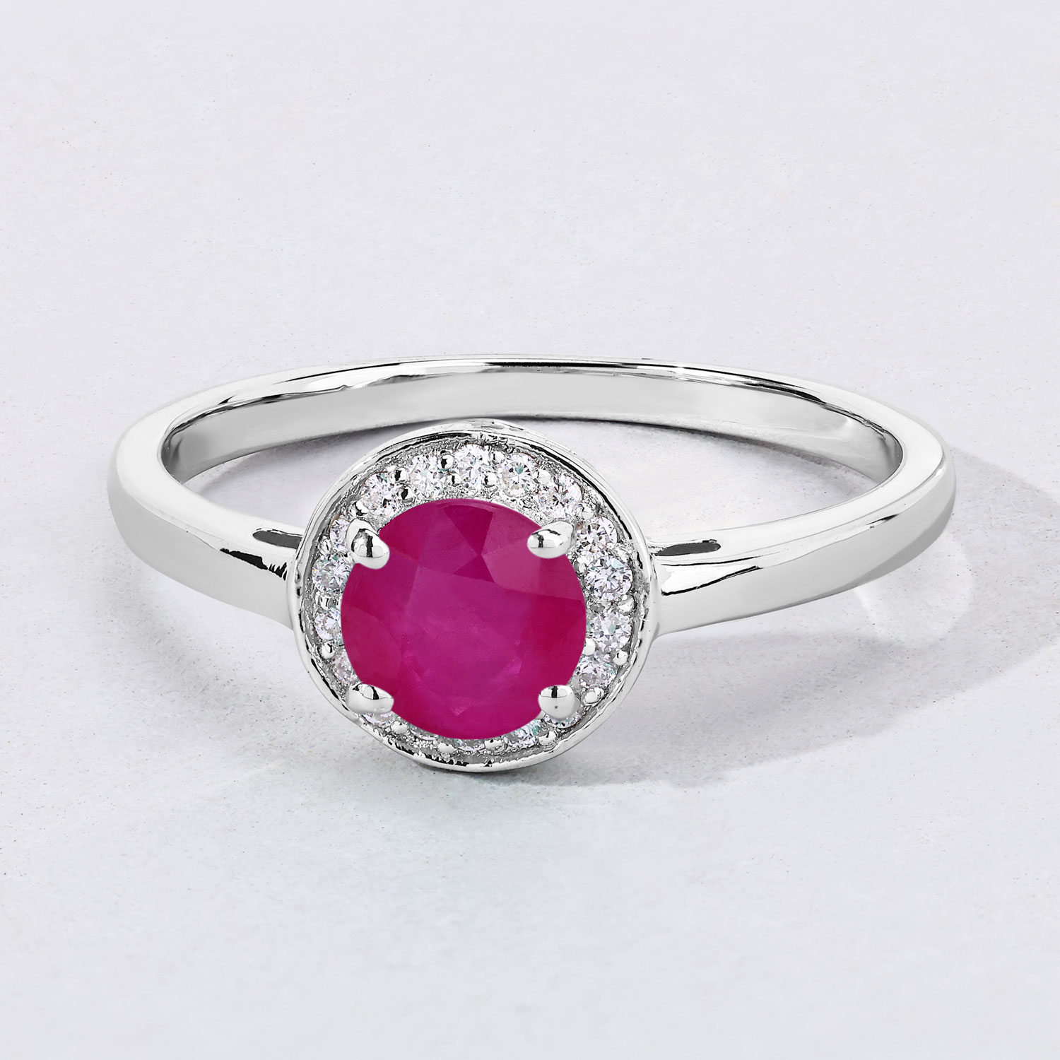 0.64 Carat Genuine Mozambique Ruby and Lab Grown Diamond .925 Sterling Silver Ring 0.64 C.T.W Sterling Silver - view 5