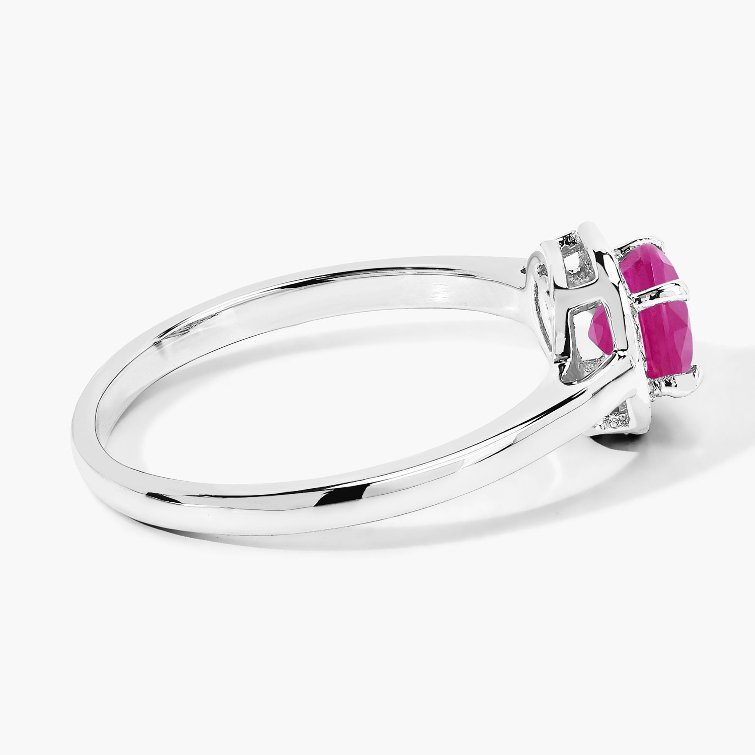 0.64 Carat Genuine Mozambique Ruby and Lab Grown Diamond .925 Sterling Silver Ring 0.64 C.T.W Sterling Silver - view 7