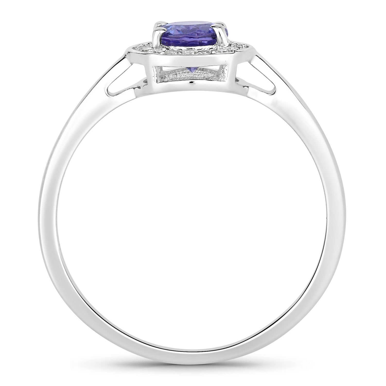 0.56 Carat Genuine Tanzanite and Lab Grown Diamond .925 Sterling Silver Ring 0.56 C.T.W Sterling Silver - view 2