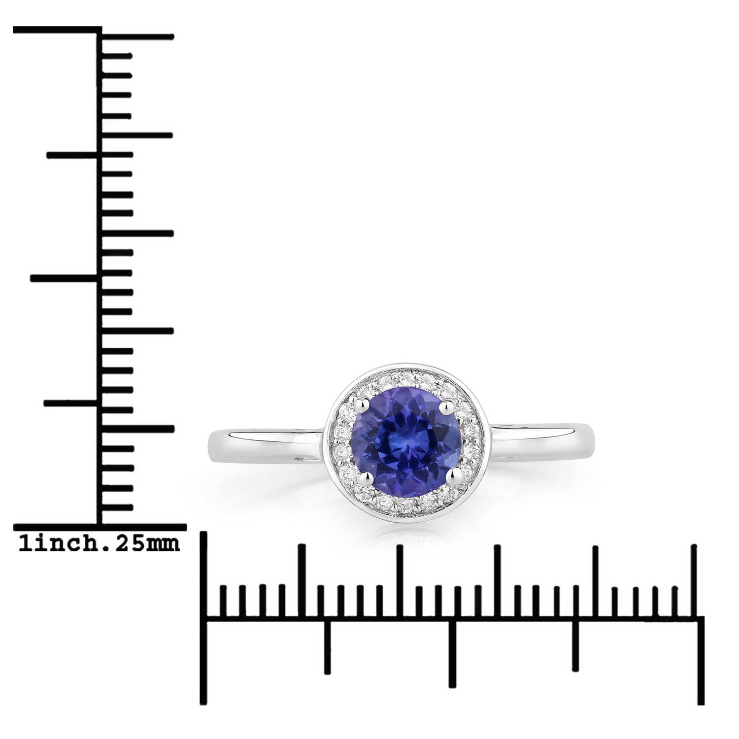 0.56 Carat Genuine Tanzanite and Lab Grown Diamond .925 Sterling Silver Ring 0.56 C.T.W Sterling Silver - view 7
