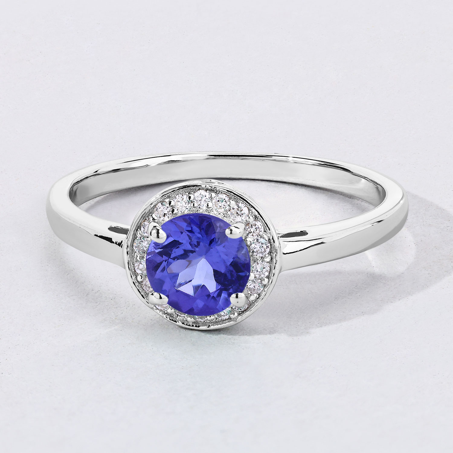 0.56 Carat Genuine Tanzanite and Lab Grown Diamond .925 Sterling Silver Ring 0.56 C.T.W Sterling Silver - view 5