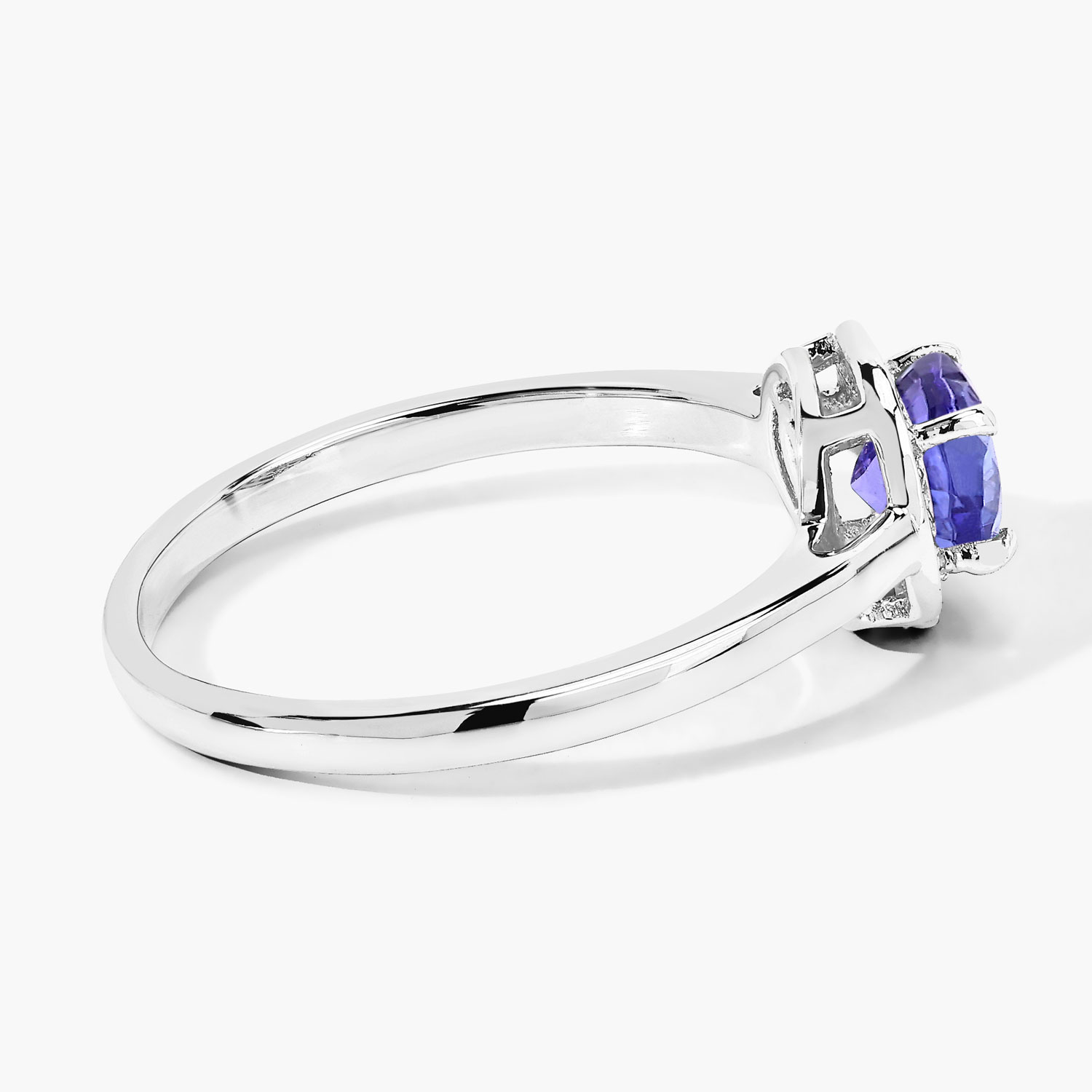 0.56 Carat Genuine Tanzanite and Lab Grown Diamond .925 Sterling Silver Ring 0.56 C.T.W Sterling Silver - view 3