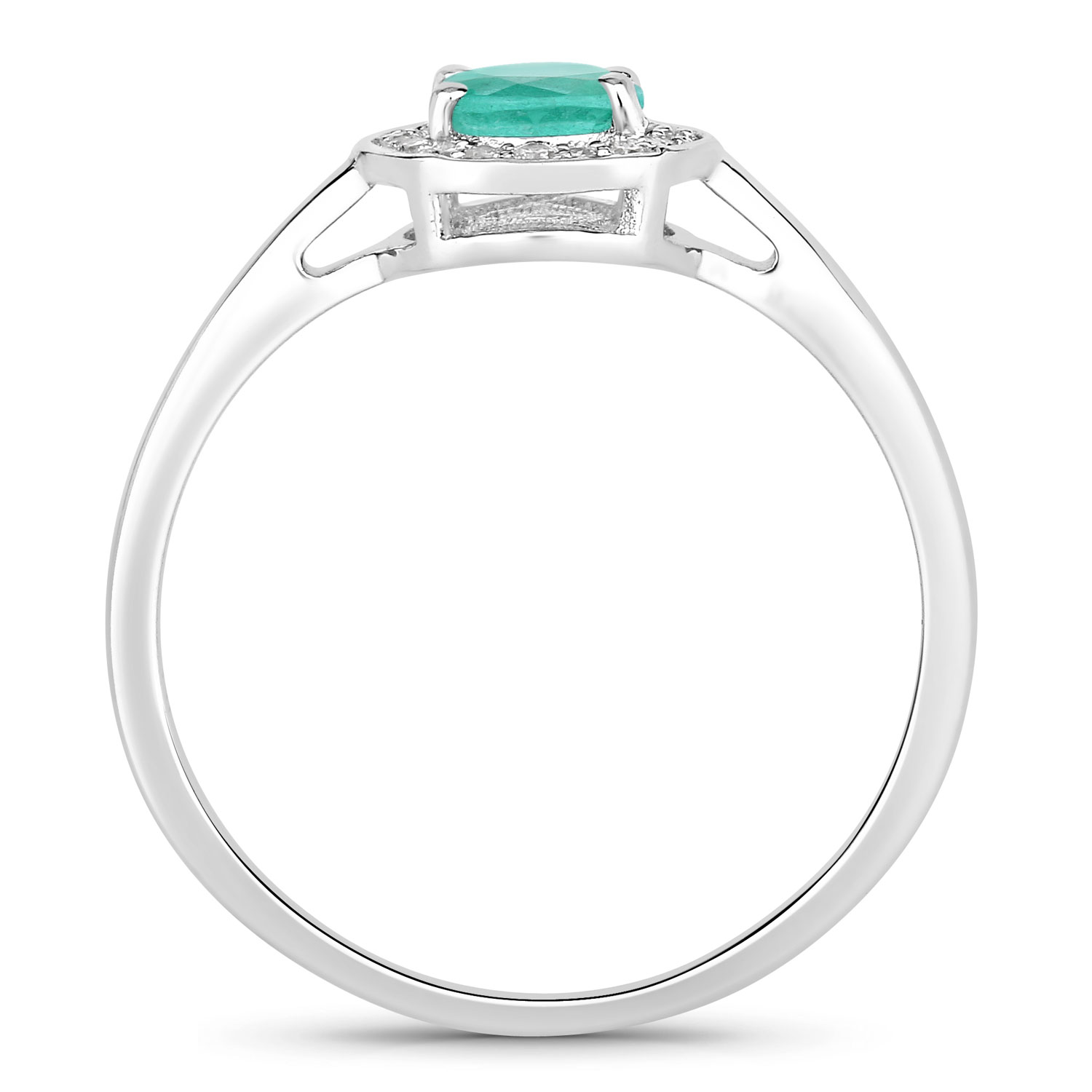 0.51 Carat Genuine Zambian Emerald and Lab Grown Diamond .925 Sterling Silver Ring 0.51 C.T.W Sterling Silver - view 5
