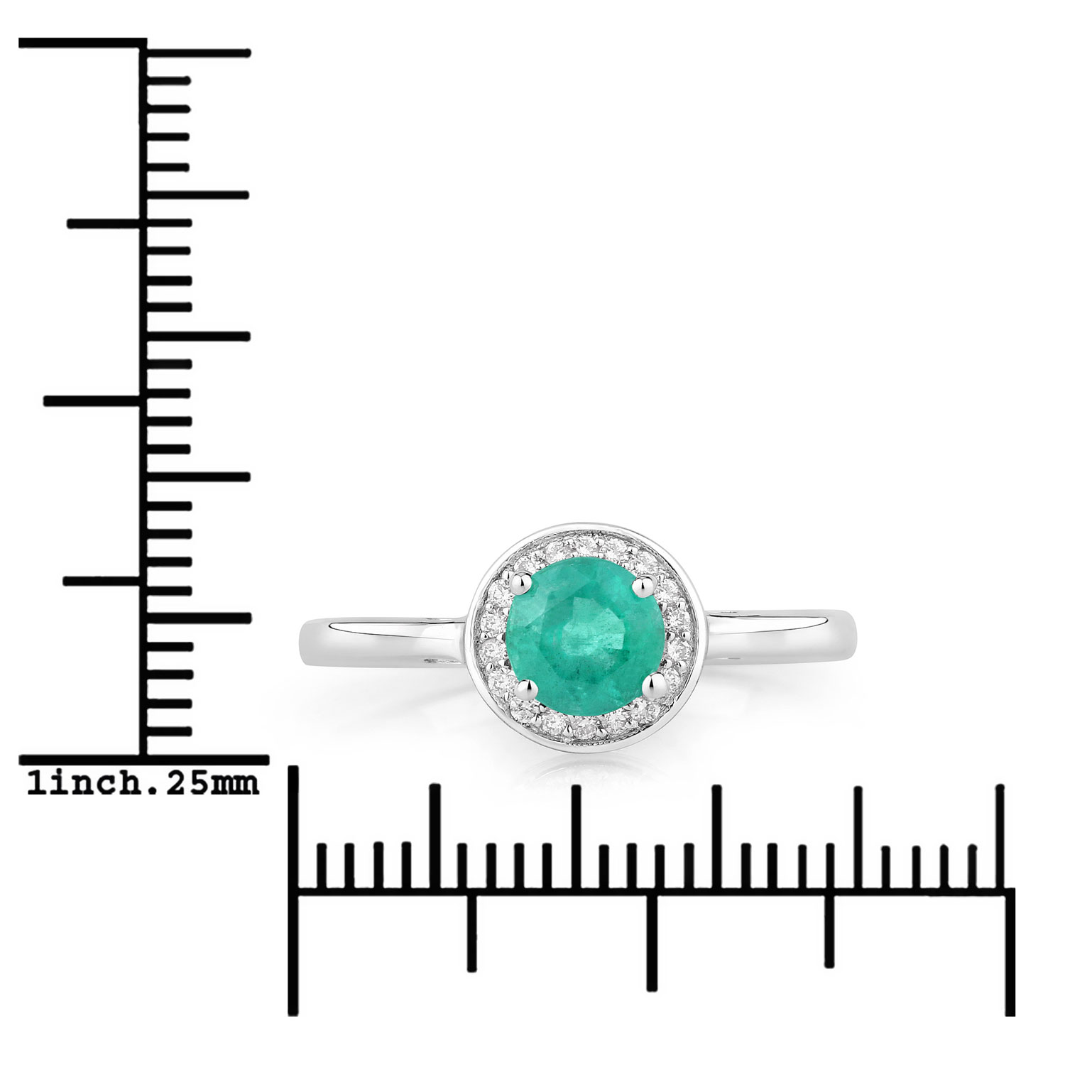 0.51 Carat Genuine Zambian Emerald and Lab Grown Diamond .925 Sterling Silver Ring 0.51 C.T.W Sterling Silver - view 4