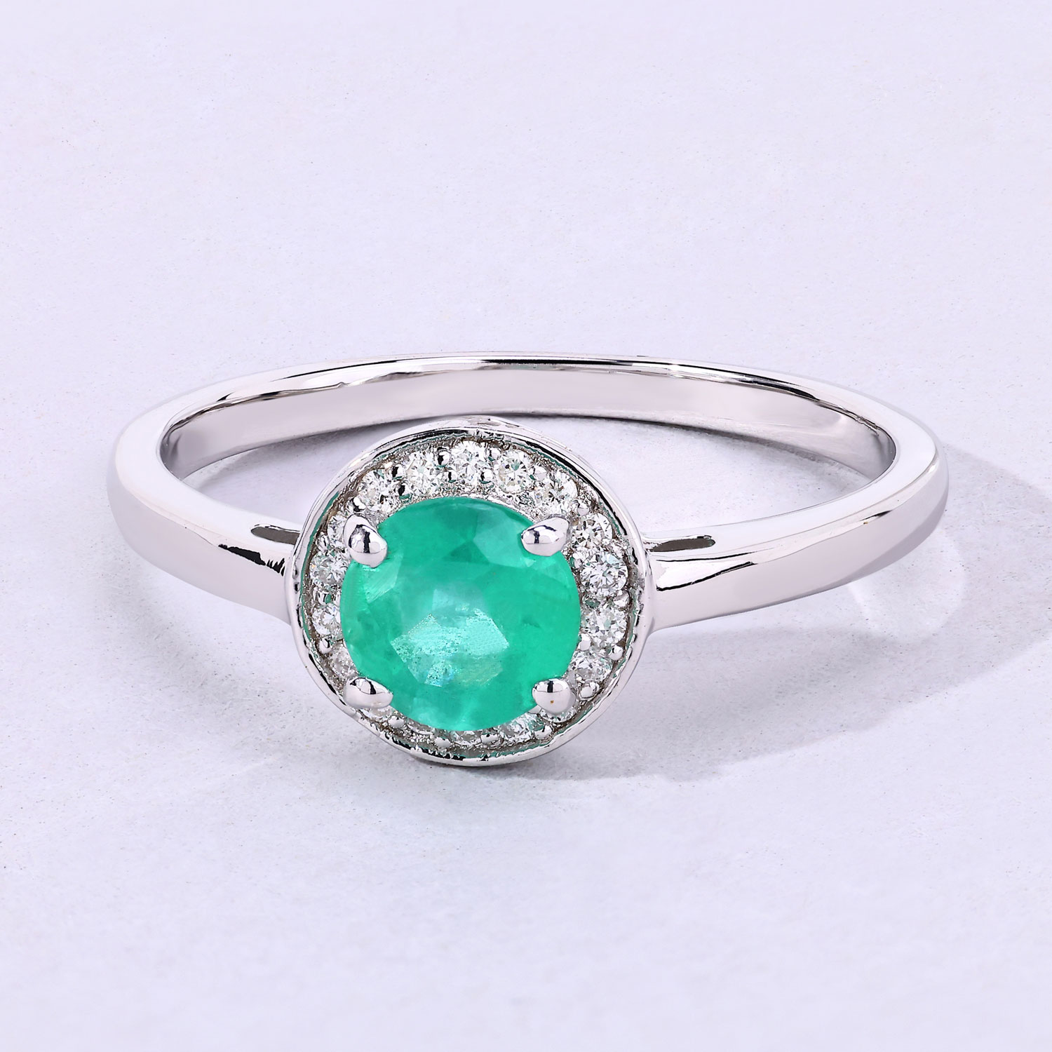 0.51 Carat Genuine Zambian Emerald and Lab Grown Diamond .925 Sterling Silver Ring 0.51 C.T.W Sterling Silver - view 3