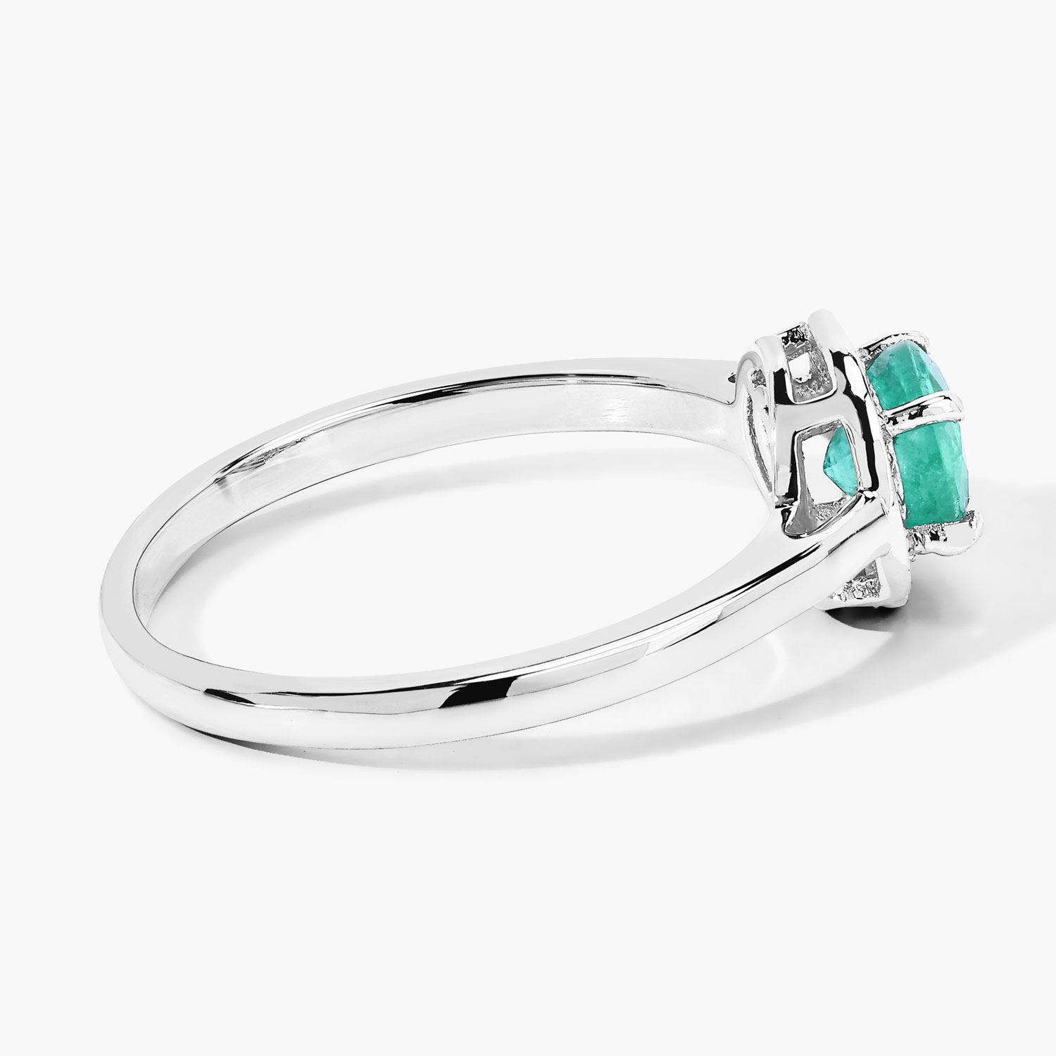 0.51 Carat Genuine Zambian Emerald and Lab Grown Diamond .925 Sterling Silver Ring 0.51 C.T.W Sterling Silver - view 7