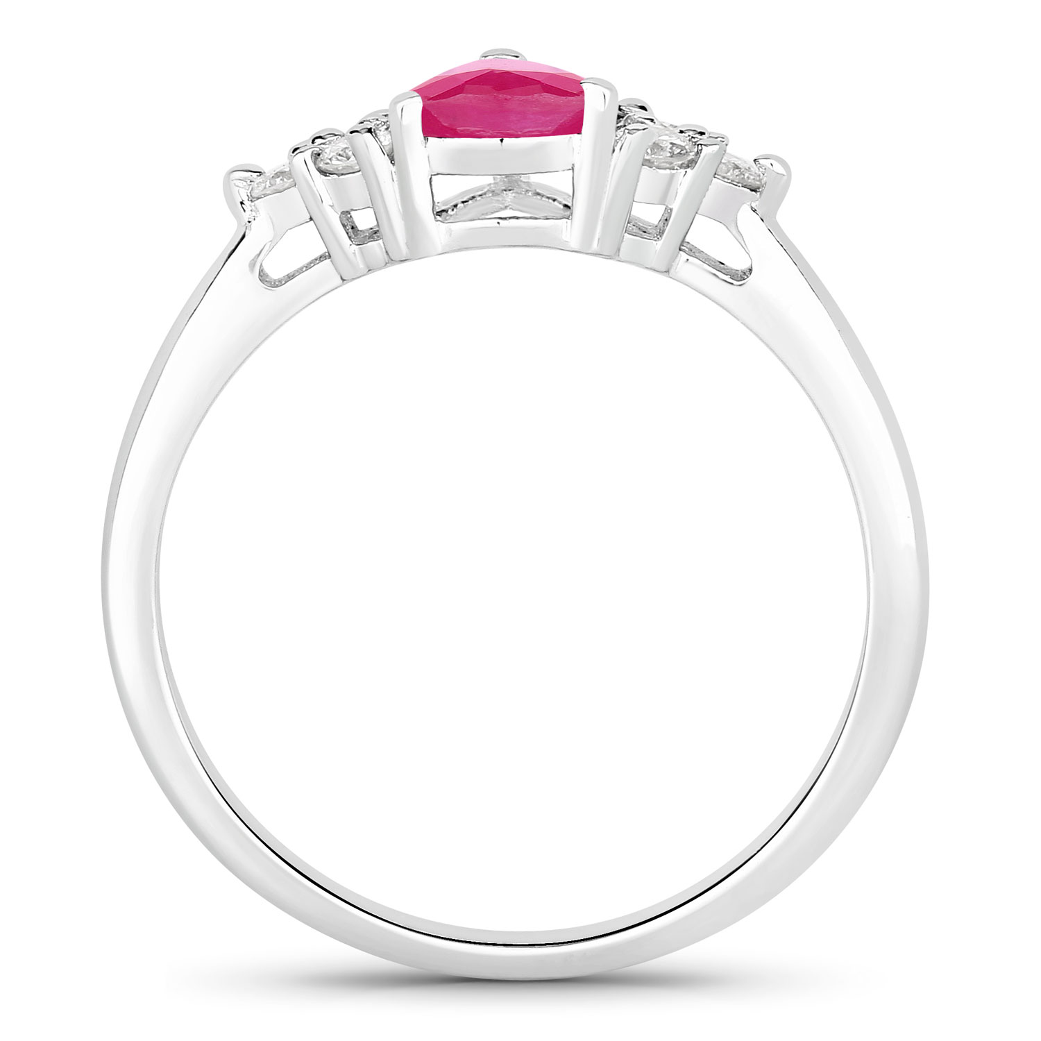 1.01 Carat Genuine Mozambique Ruby and Lab Grown Diamond .925 Sterling Silver Ring 1.01 C.T.W Sterling Silver - view 7