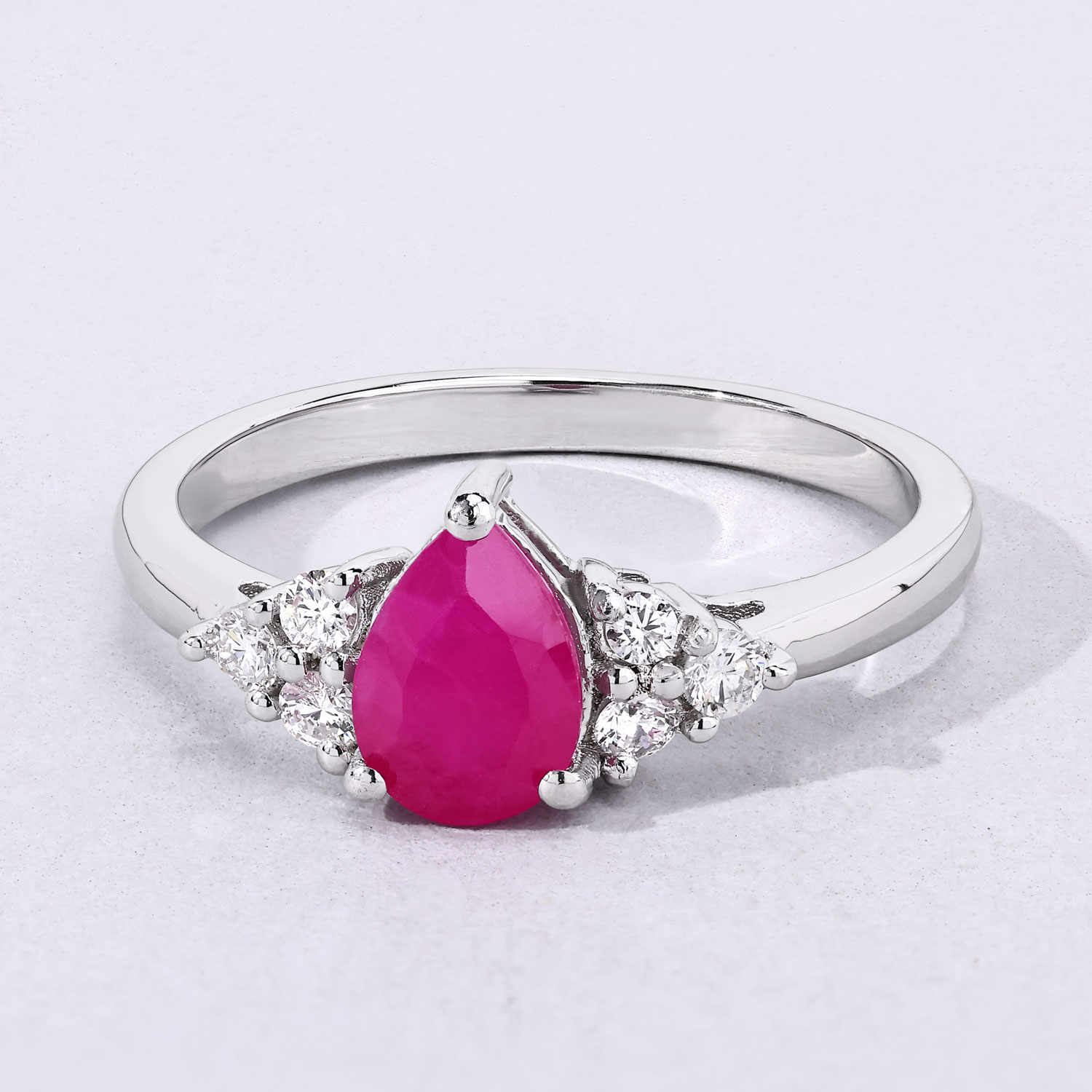 1.01 Carat Genuine Mozambique Ruby and Lab Grown Diamond .925 Sterling Silver Ring 1.01 C.T.W Sterling Silver - view 2