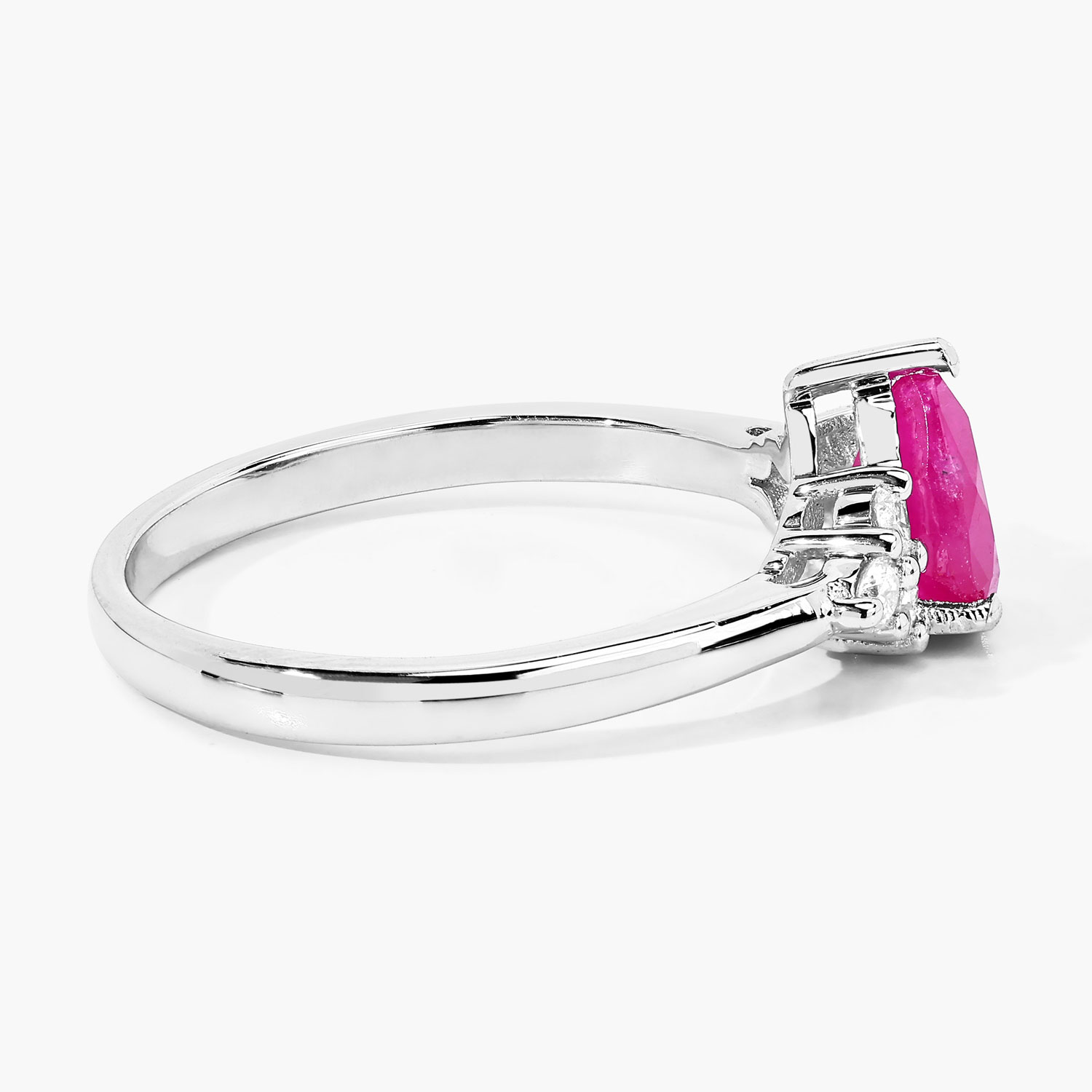 1.01 Carat Genuine Mozambique Ruby and Lab Grown Diamond .925 Sterling Silver Ring 1.01 C.T.W Sterling Silver - view 5