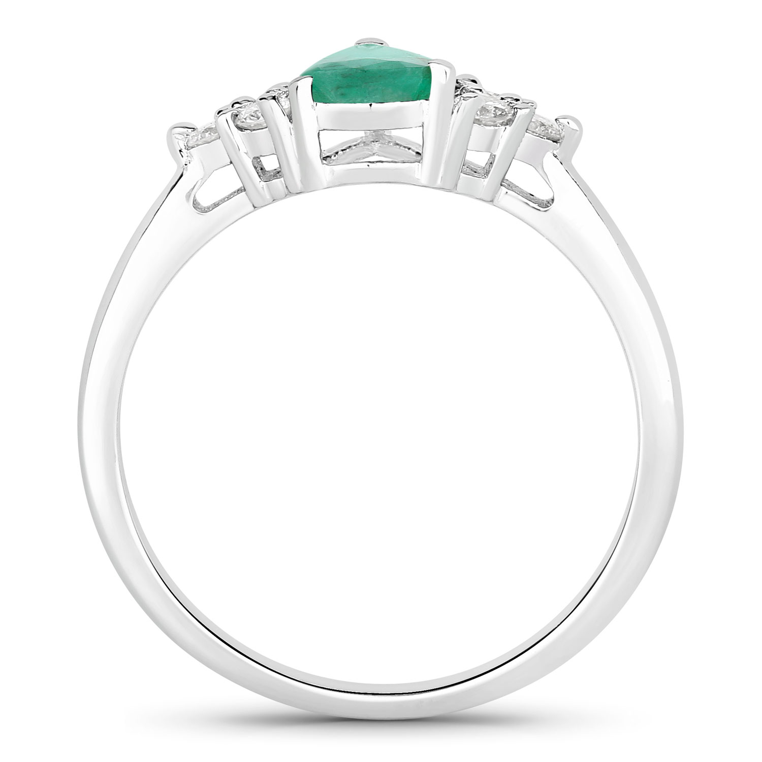 0.86 Carat Genuine Zambian Emerald and Lab Grown Diamond .925 Sterling Silver Ring 0.86 C.T.W Sterling Silver - view 6