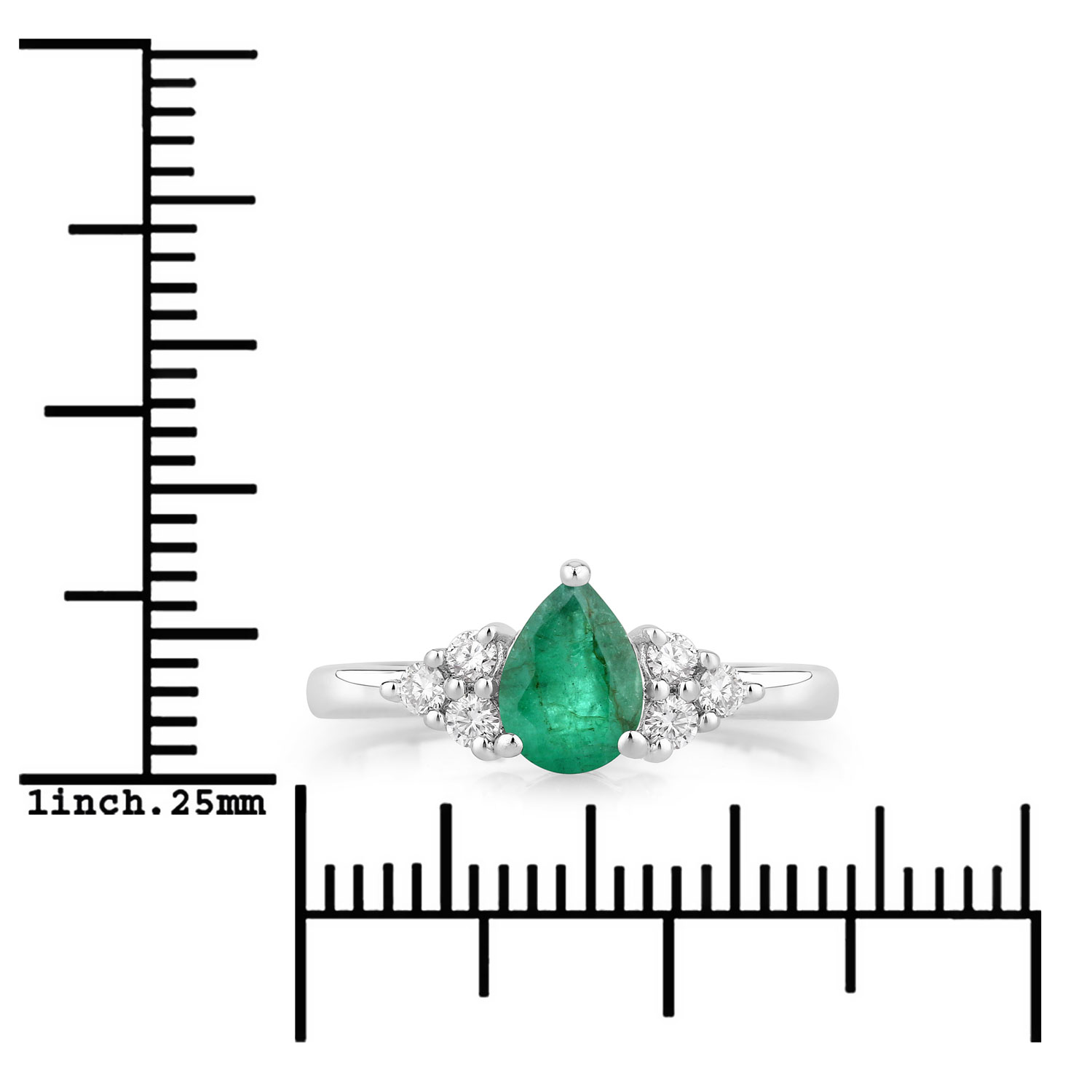 0.86 Carat Genuine Zambian Emerald and Lab Grown Diamond .925 Sterling Silver Ring 0.86 C.T.W Sterling Silver - view 7