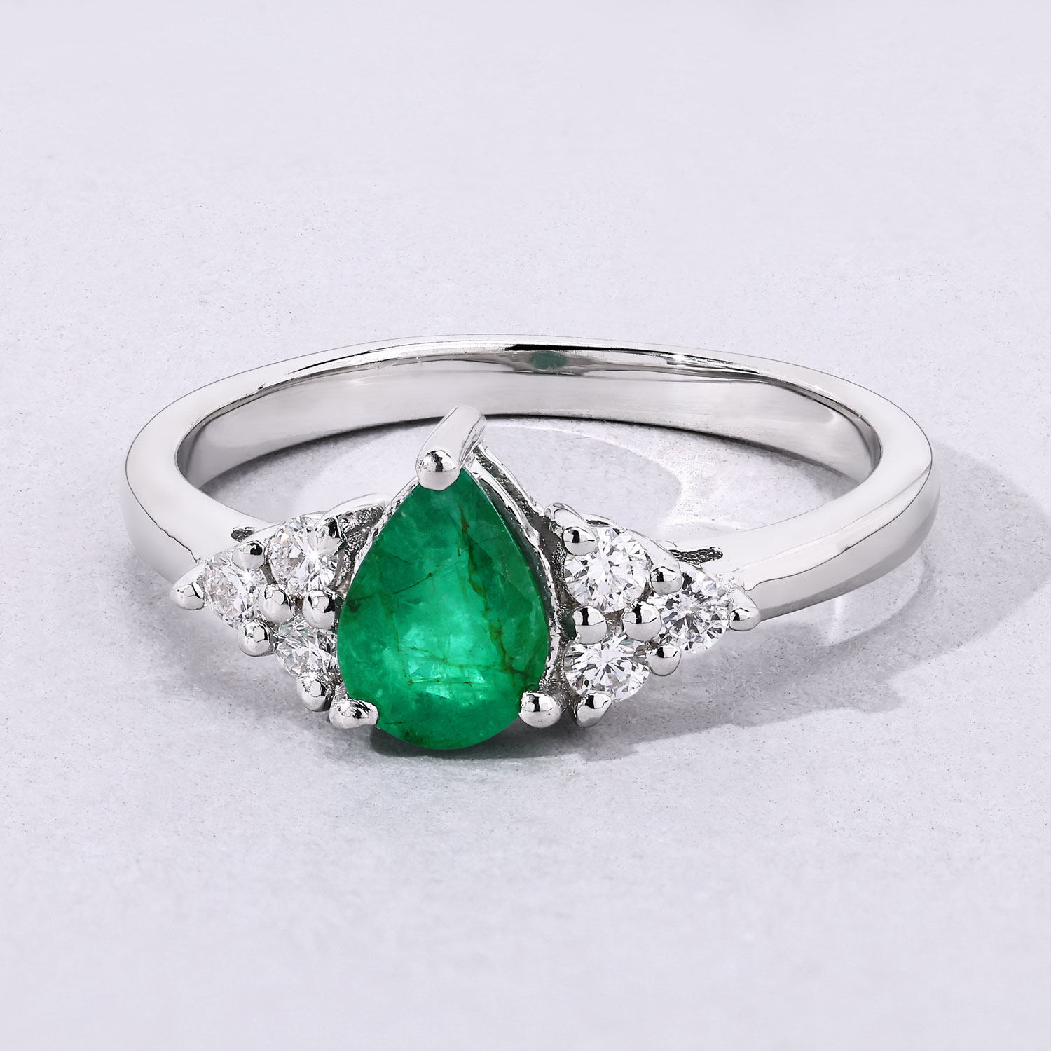 0.86 Carat Genuine Zambian Emerald and Lab Grown Diamond .925 Sterling Silver Ring 0.86 C.T.W Sterling Silver - view 2
