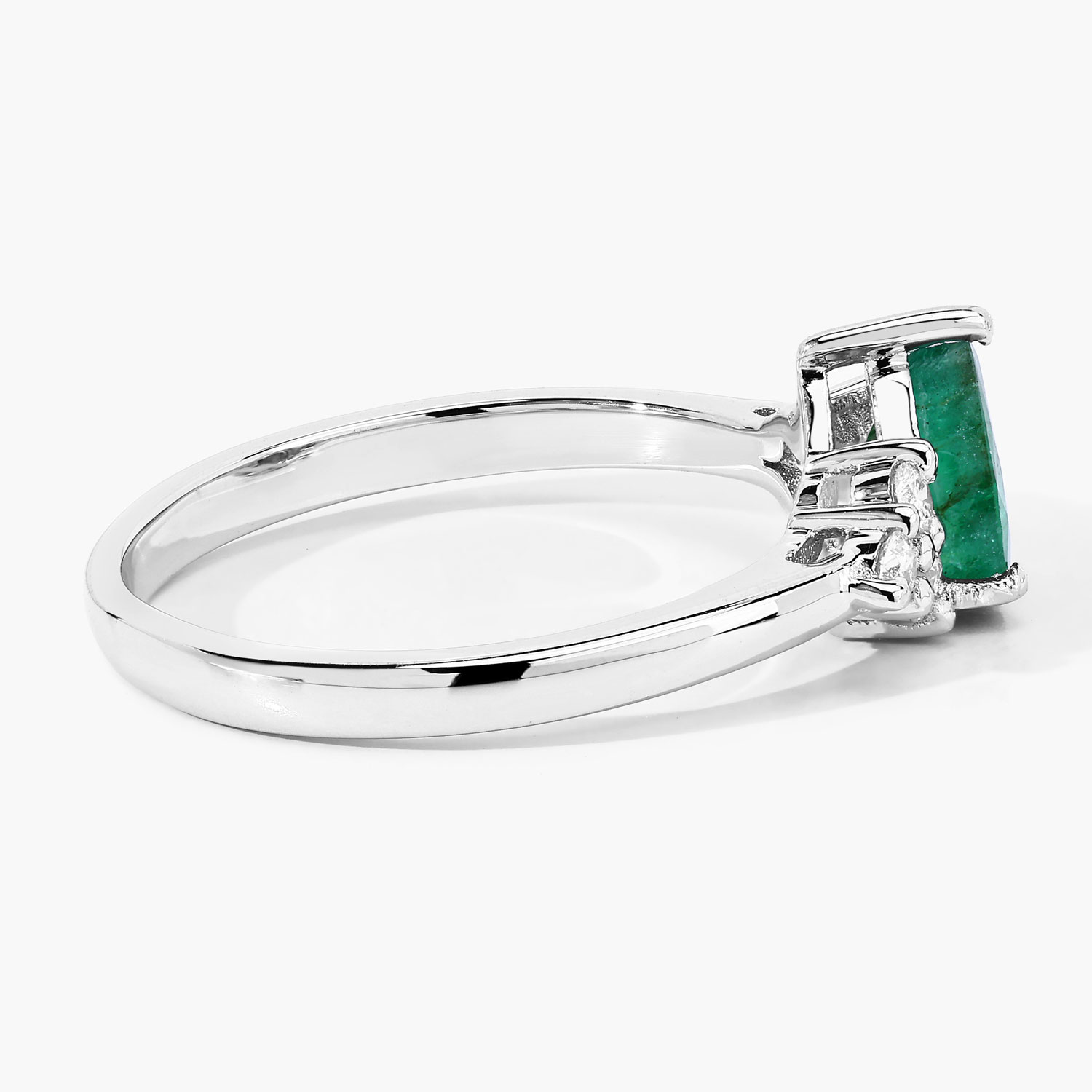 0.86 Carat Genuine Zambian Emerald and Lab Grown Diamond .925 Sterling Silver Ring 0.86 C.T.W Sterling Silver - view 5