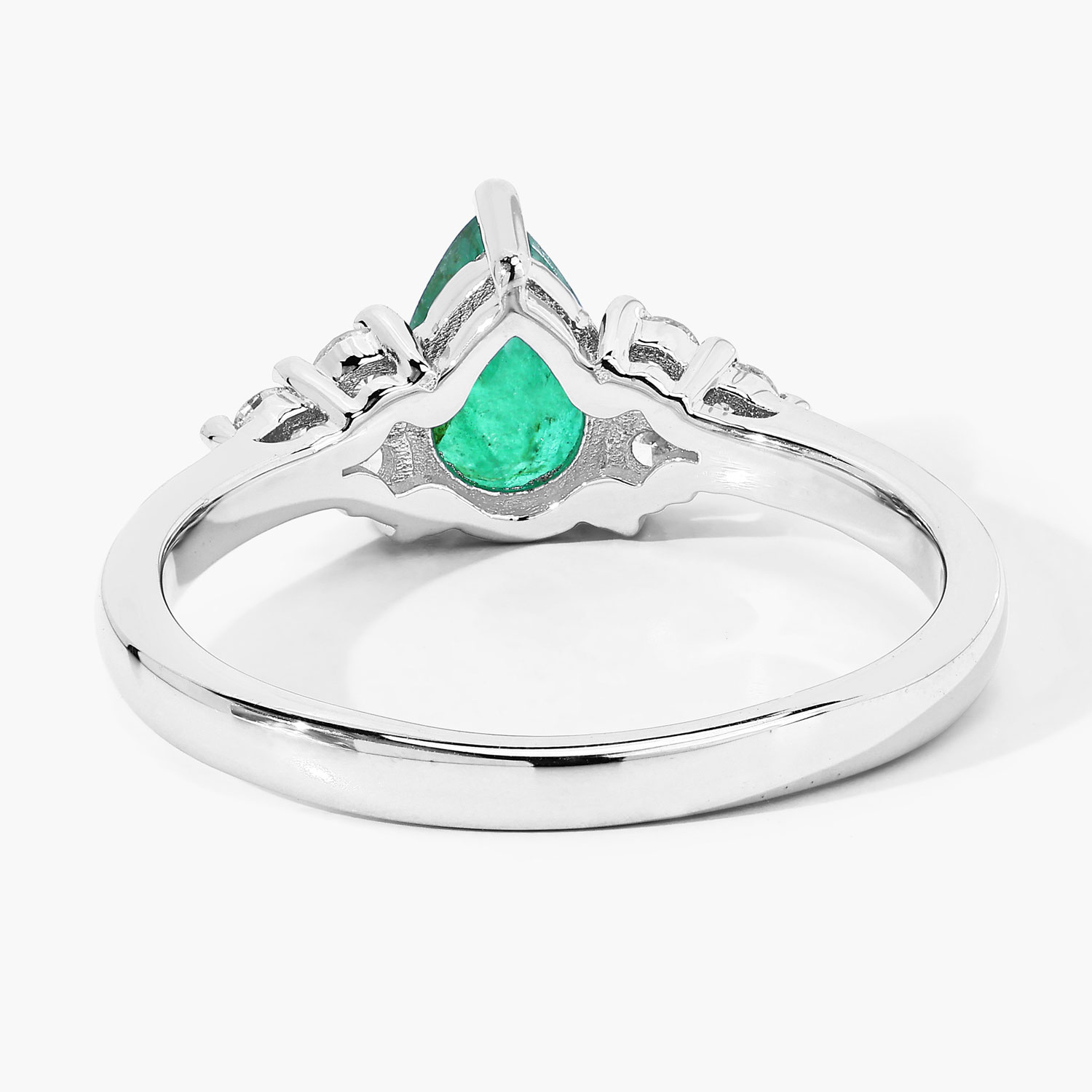 0.86 Carat Genuine Zambian Emerald and Lab Grown Diamond .925 Sterling Silver Ring 0.86 C.T.W Sterling Silver - view 4