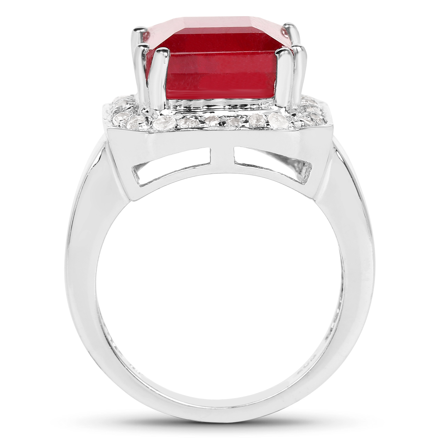 6.36 Carat Glass Filled Ruby and White Topaz .925 Sterling Silver Ring 6.36 C.T.W Sterling Silver - view 2