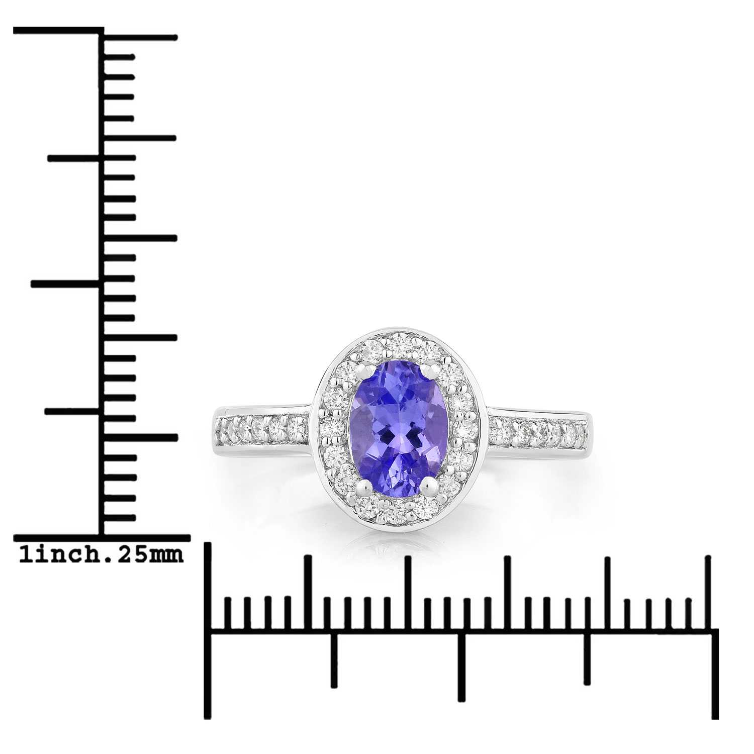 1.03 Carat Genuine Tanzanite and Lab Grown Diamond .925 Sterling Silver Ring 1.03 C.T.W Sterling Silver - view 3