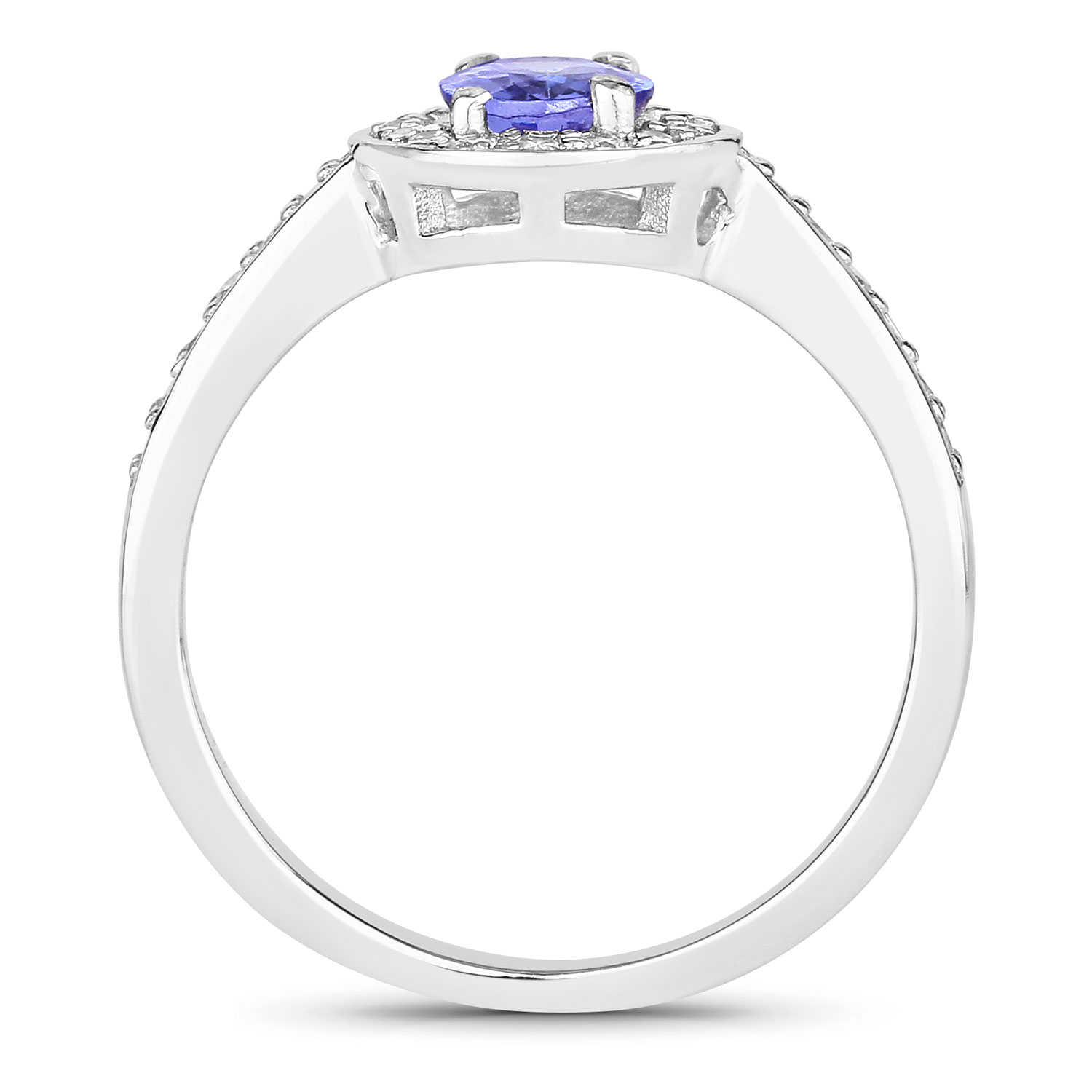 1.03 Carat Genuine Tanzanite and Lab Grown Diamond .925 Sterling Silver Ring 1.03 C.T.W Sterling Silver - view 2