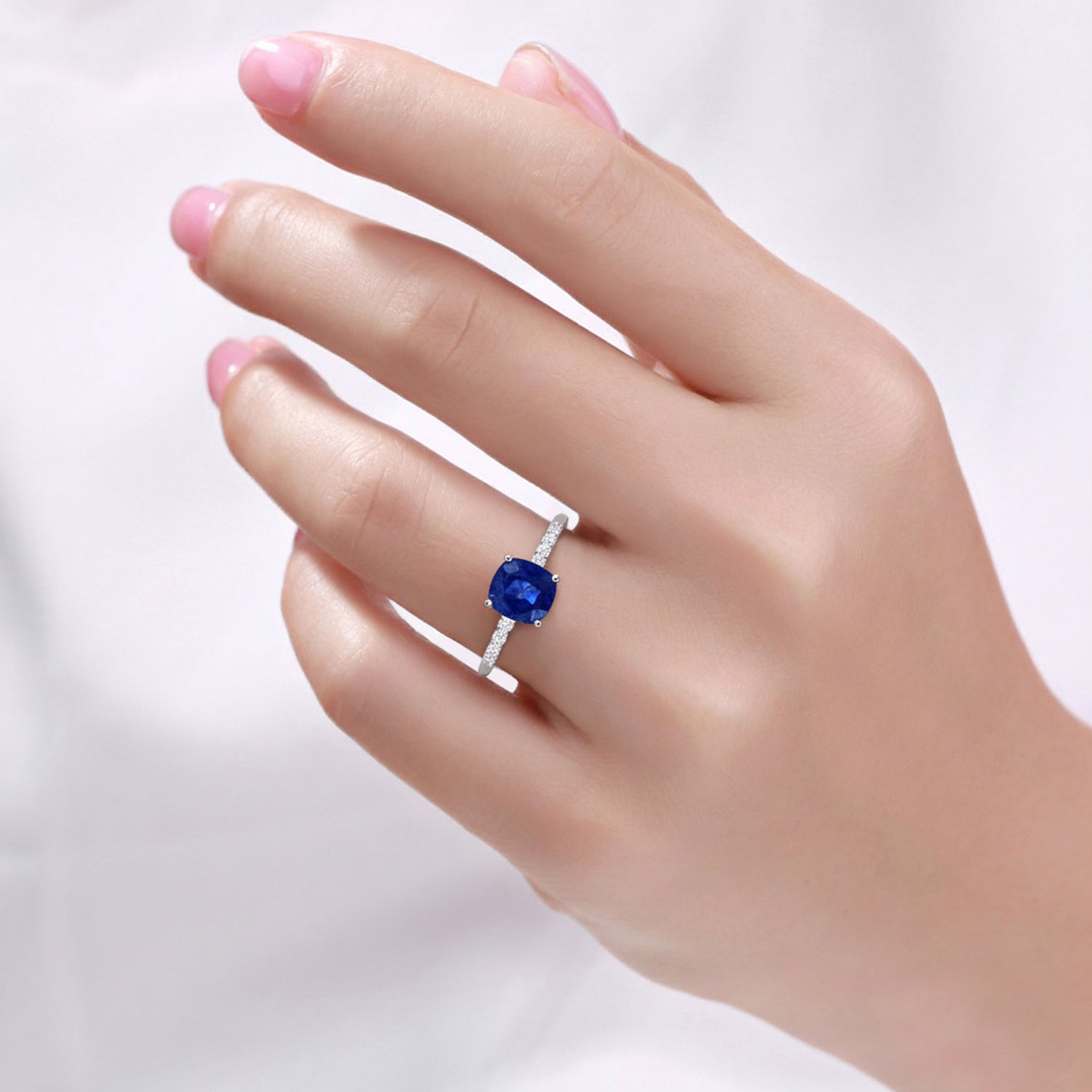 2.67 Carat Genuine Ceylon Blue Sapphire and White Diamond 18K White Gold Ring 2.67 C.T.W 18K white gold - view 6