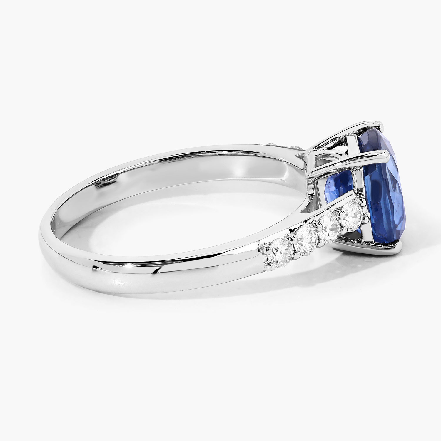 2.67 Carat Genuine Ceylon Blue Sapphire and White Diamond 18K White Gold Ring 2.67 C.T.W 18K white gold - view 3