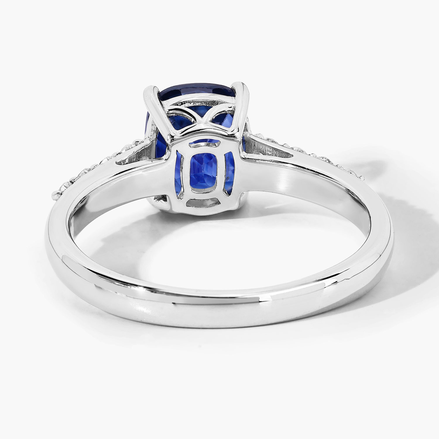 2.67 Carat Genuine Ceylon Blue Sapphire and White Diamond 18K White Gold Ring 2.67 C.T.W 18K white gold - view 5