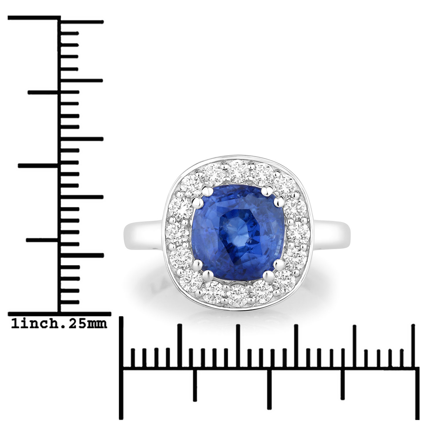 3.89 Carat Genuine Ceylon Blue Sapphire and White Diamond 18K White Gold Ring 3.89 C.T.W 18K white gold - view 3
