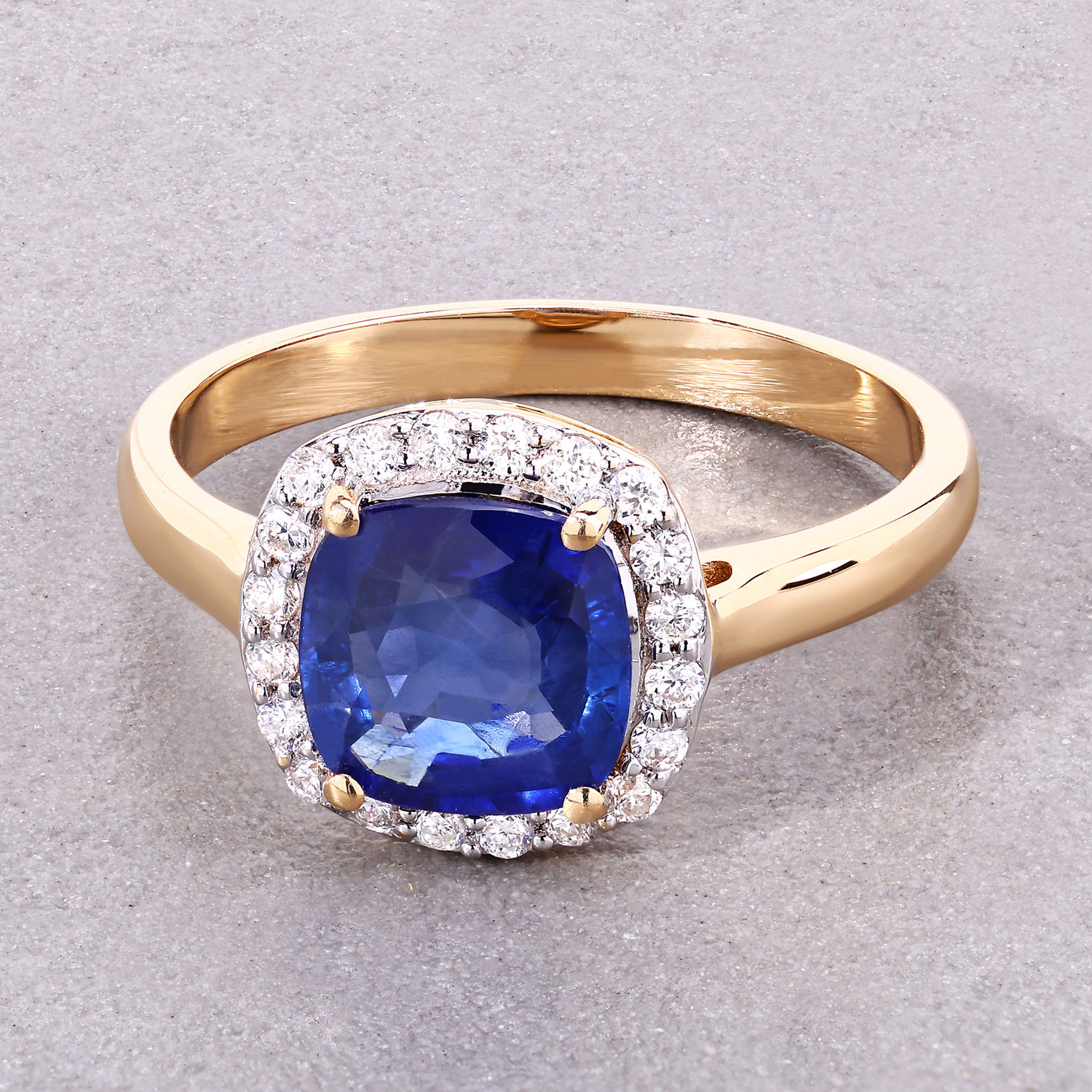 1.96 Carat Genuine Ceylon Blue Sapphire and White Diamond 18K Yellow Gold Ring 1.96 C.T.W 18K yellow or white gold - view 6