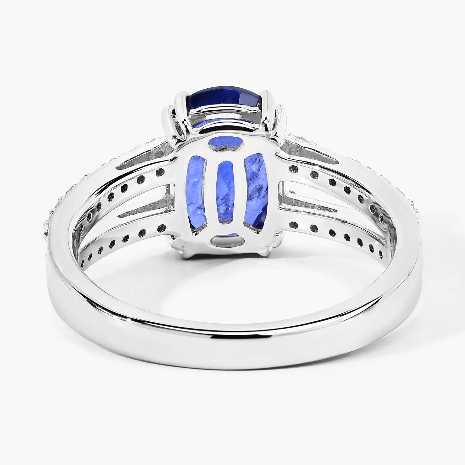 2.90 Carat Genuine Ceylon Blue Sapphire and White Diamond 18K White Gold Ring 2.90 C.T.W 18K white gold - view 3