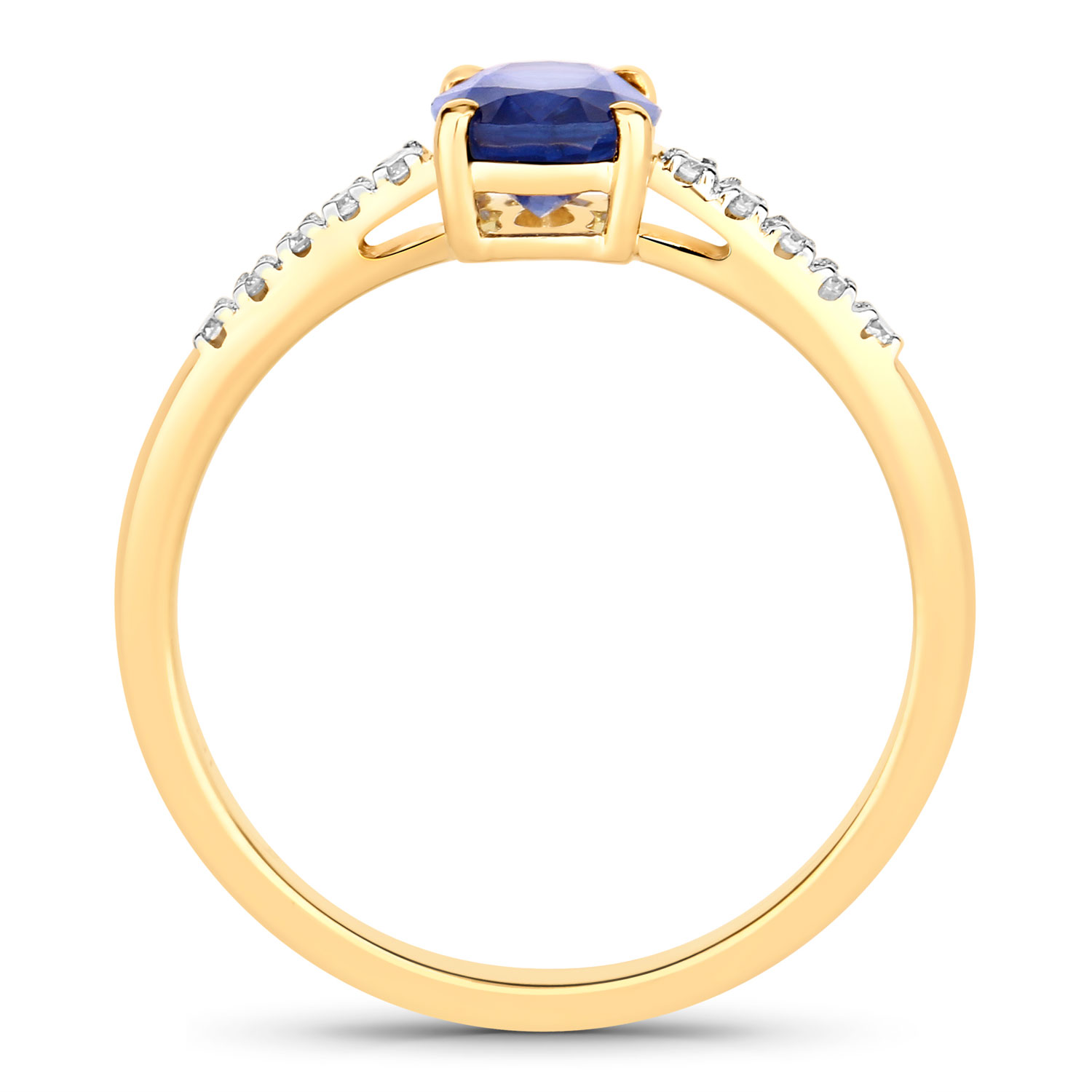 1.22 Carat Genuine Ceylon Blue Sapphire and White Diamond 18K Yellow Gold Ring 1.22 C.T.W 18K yellow or white gold - view 2