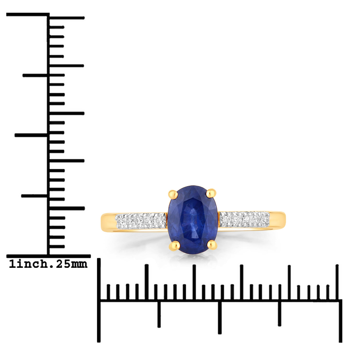 1.22 Carat Genuine Ceylon Blue Sapphire and White Diamond 18K Yellow Gold Ring 1.22 C.T.W 18K yellow or white gold - view 6