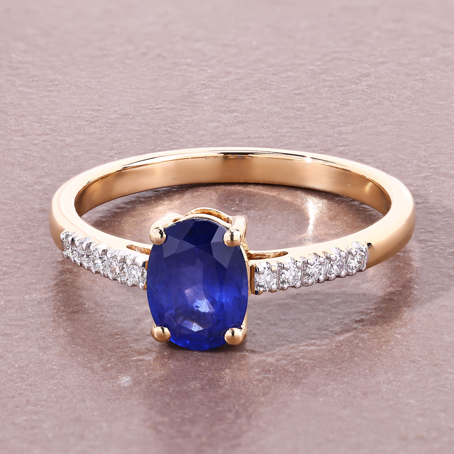 1.22 Carat Genuine Ceylon Blue Sapphire and White Diamond 18K Yellow Gold Ring 1.22 C.T.W 18K yellow or white gold - view 5
