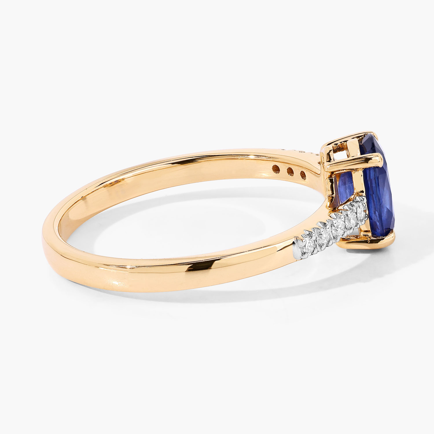 1.22 Carat Genuine Ceylon Blue Sapphire and White Diamond 18K Yellow Gold Ring 1.22 C.T.W 18K yellow or white gold - view 3