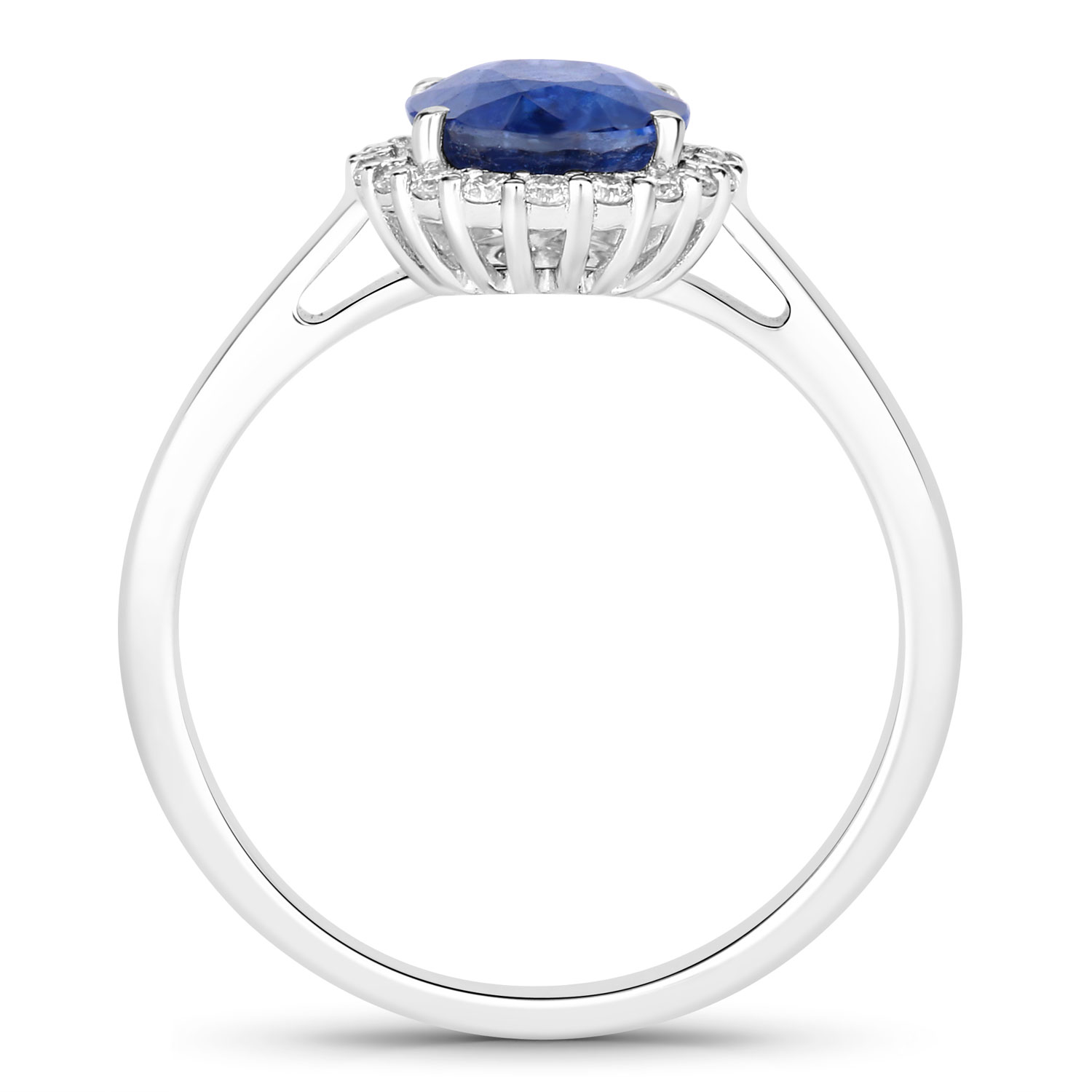 2.58 Carat Genuine Ceylon Blue Sapphire and White Diamond 18K White Gold Ring 2.58 C.T.W 18K white gold - view 6