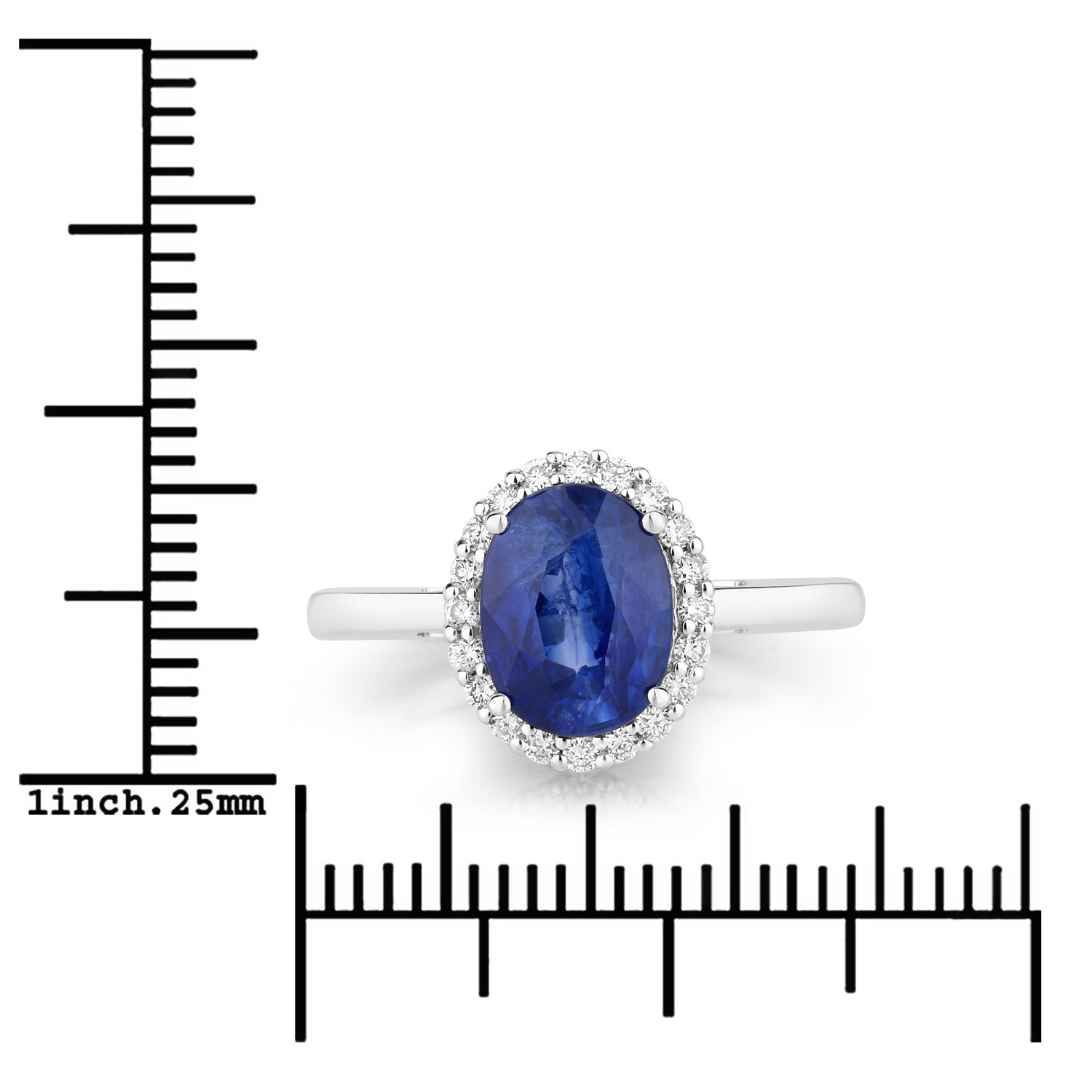 2.58 Carat Genuine Ceylon Blue Sapphire and White Diamond 18K White Gold Ring 2.58 C.T.W 18K white gold - view 5