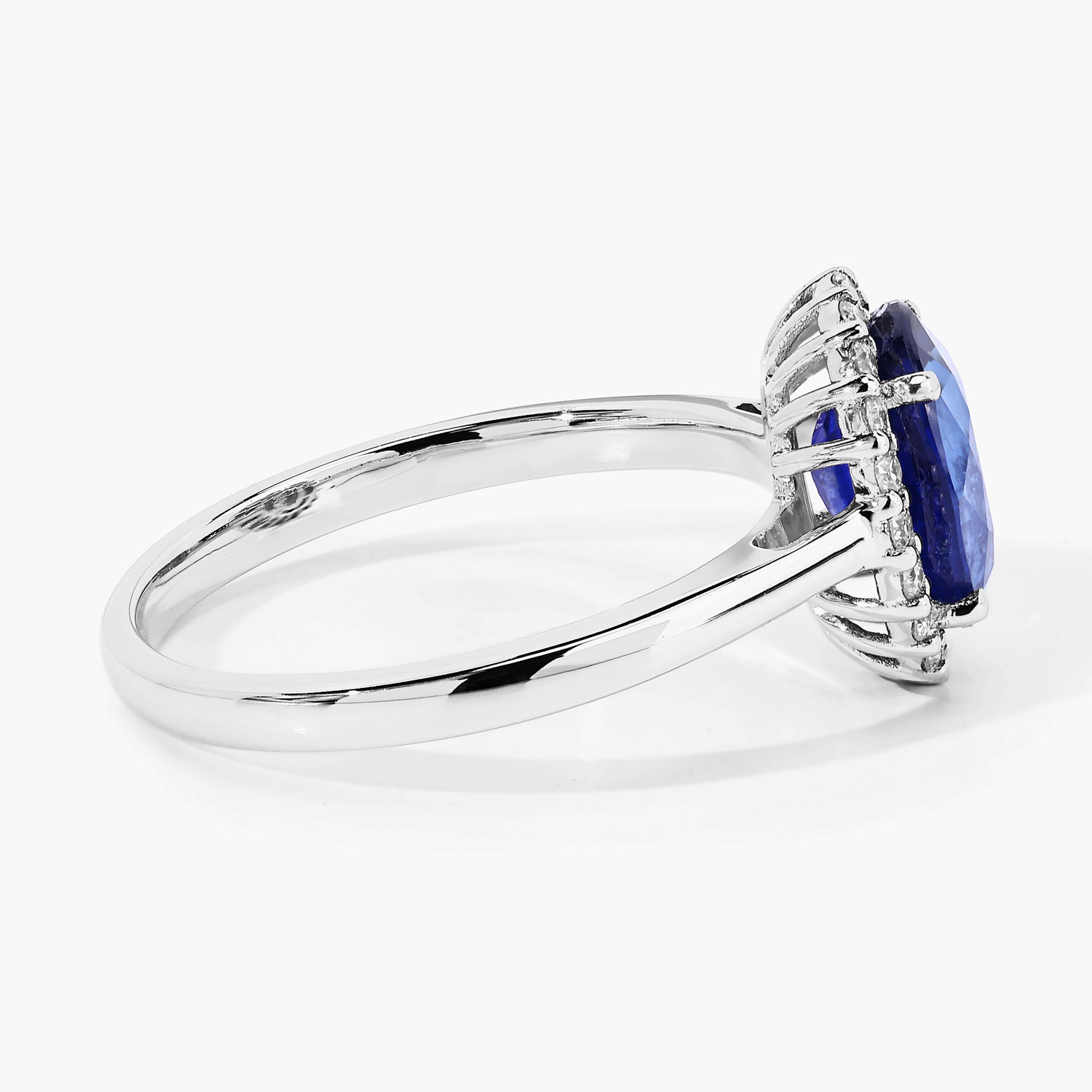 2.58 Carat Genuine Ceylon Blue Sapphire and White Diamond 18K White Gold Ring 2.58 C.T.W 18K white gold - view 4