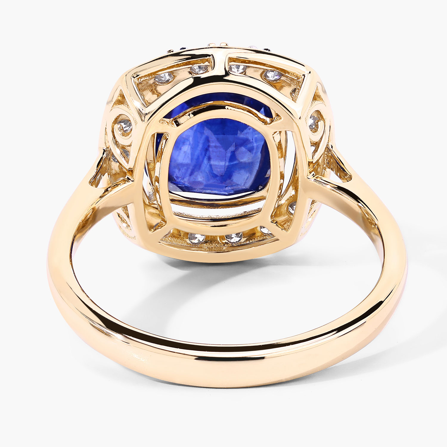 4.50 Carat Genuine Ceylon Blue Sapphire and White Diamond 18K Yellow Gold Ring 4.50 C.T.W 18K yellow or white gold - view 4