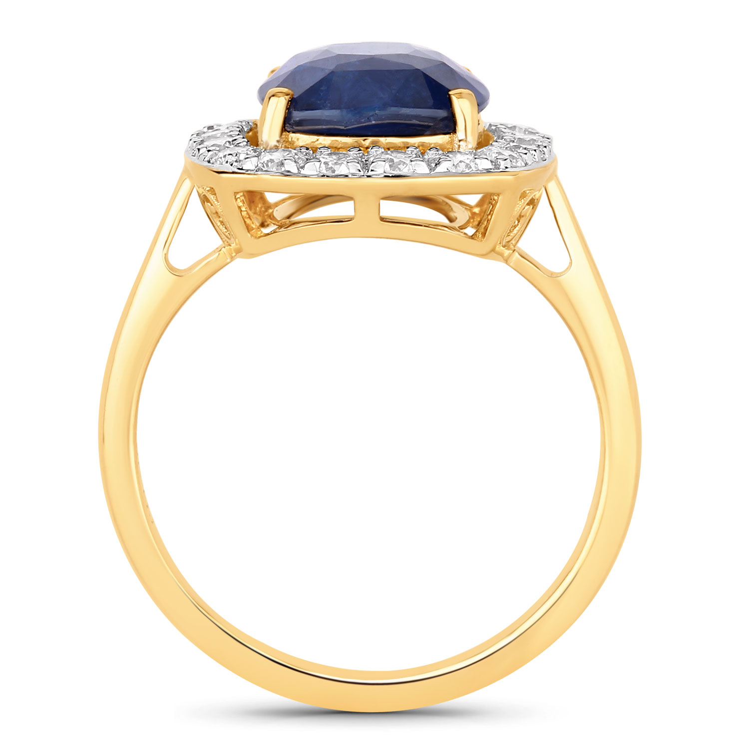 4.50 Carat Genuine Ceylon Blue Sapphire and White Diamond 18K Yellow Gold Ring 4.50 C.T.W 18K yellow or white gold - view 2