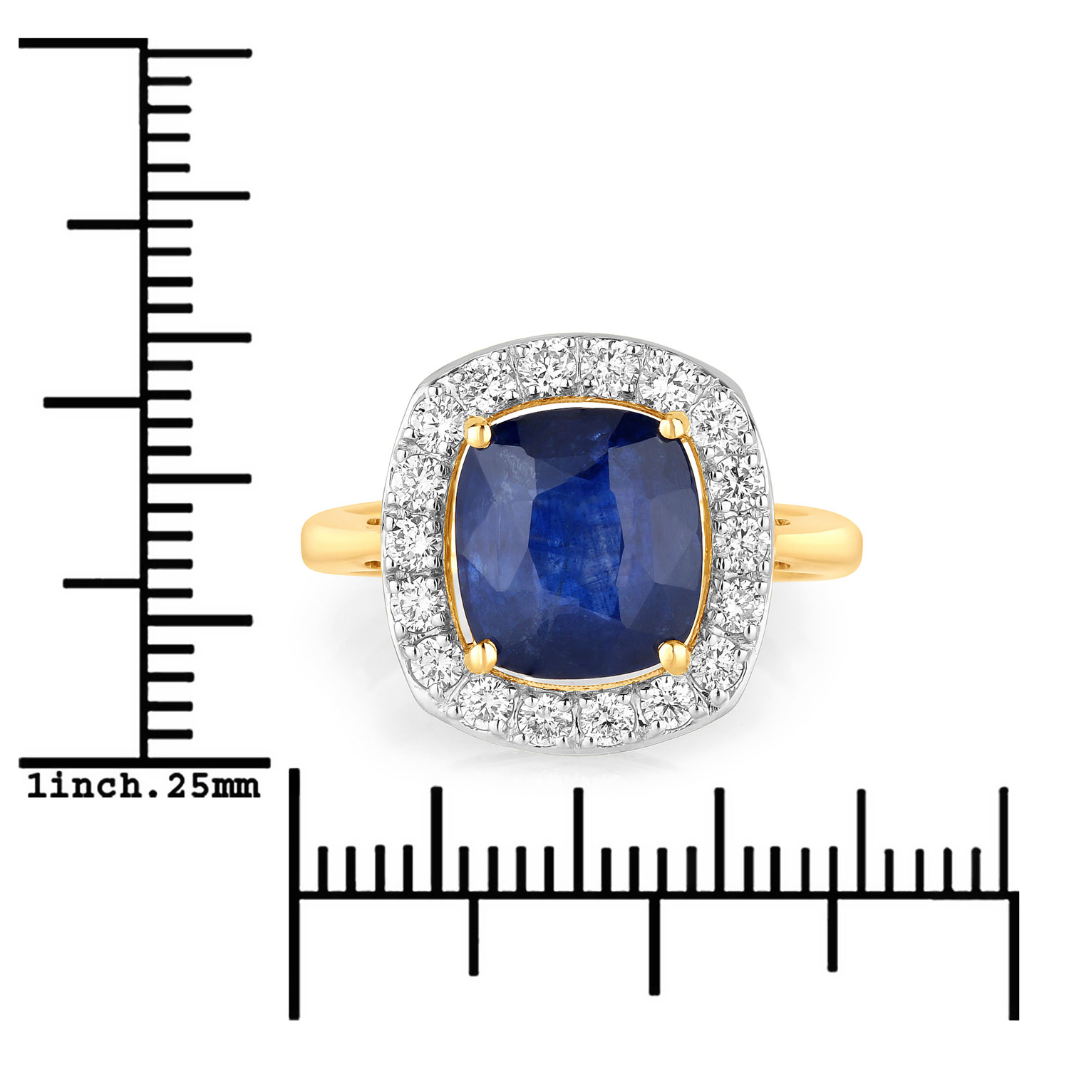 4.50 Carat Genuine Ceylon Blue Sapphire and White Diamond 18K Yellow Gold Ring 4.50 C.T.W 18K yellow or white gold - view 6