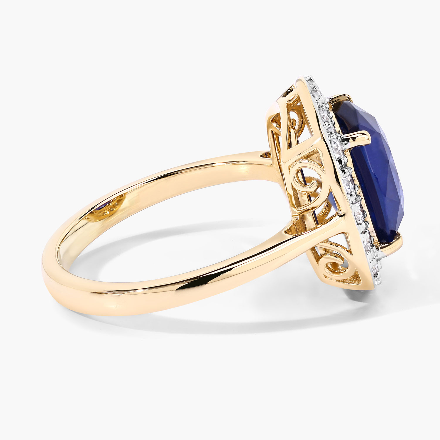 4.50 Carat Genuine Ceylon Blue Sapphire and White Diamond 18K Yellow Gold Ring 4.50 C.T.W 18K yellow or white gold - view 3