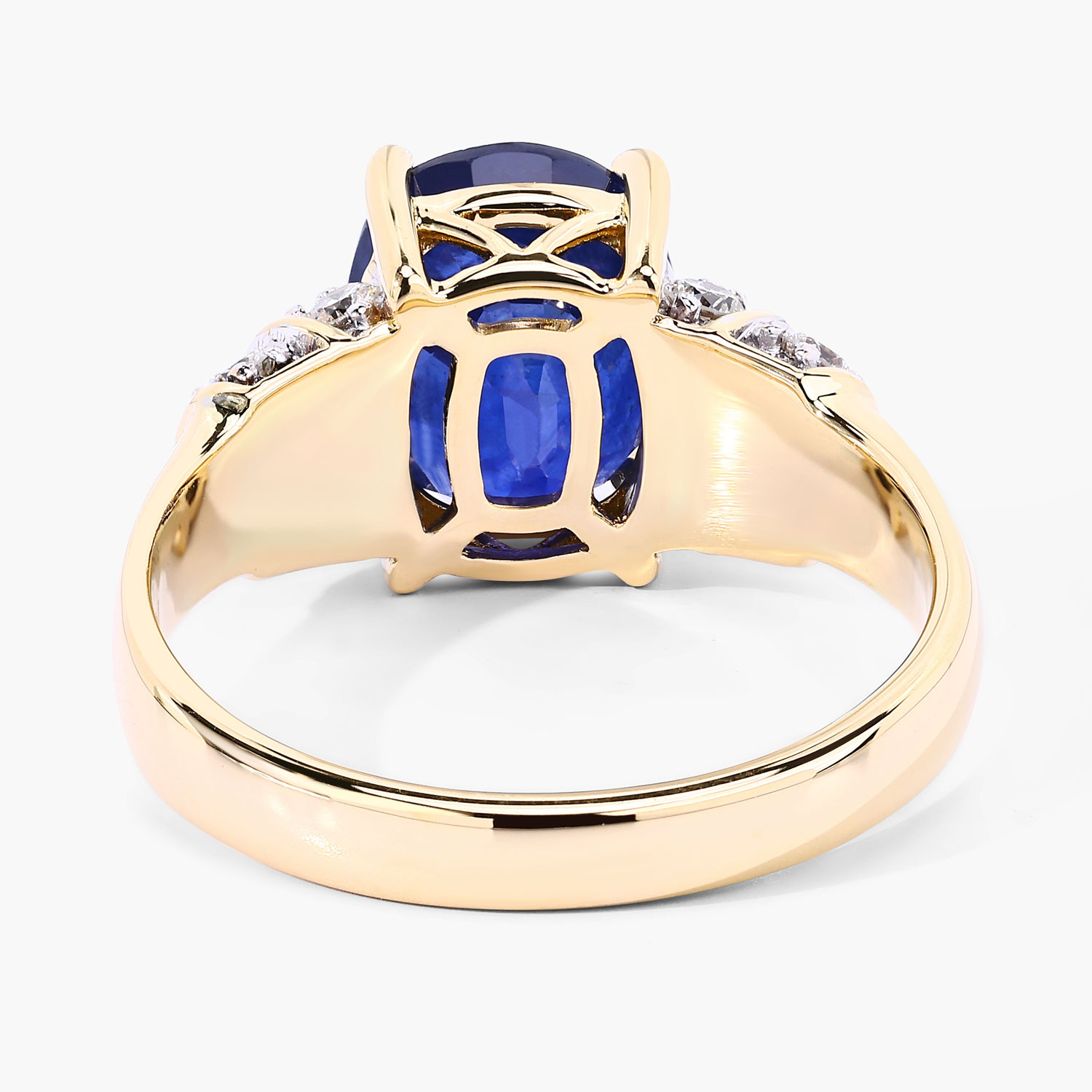 4.26 Carat Genuine Ceylon Blue Sapphire and White Diamond 18K Yellow Gold Ring 4.26 C.T.W 18K yellow or white gold - view 4