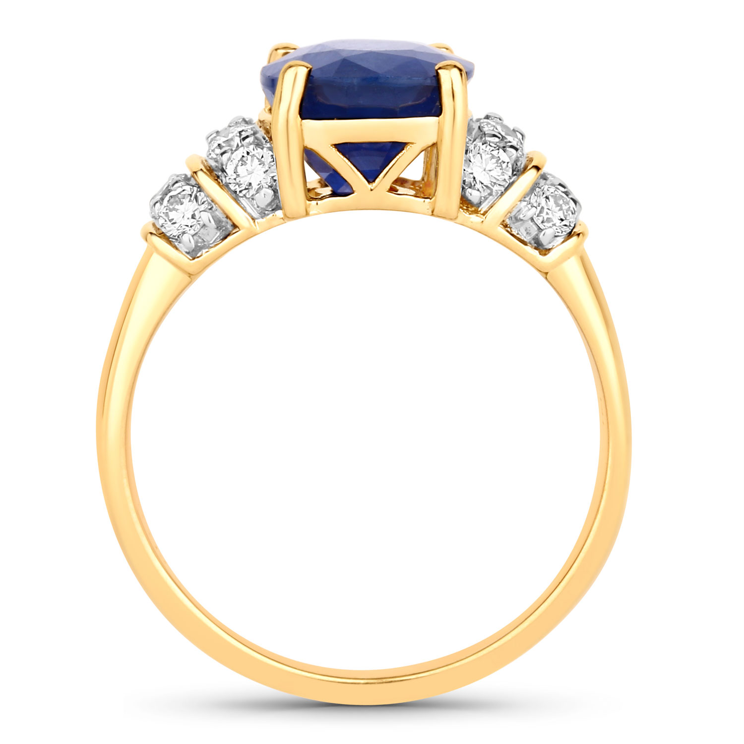 4.26 Carat Genuine Ceylon Blue Sapphire and White Diamond 18K Yellow Gold Ring 4.26 C.T.W 18K yellow or white gold - view 2