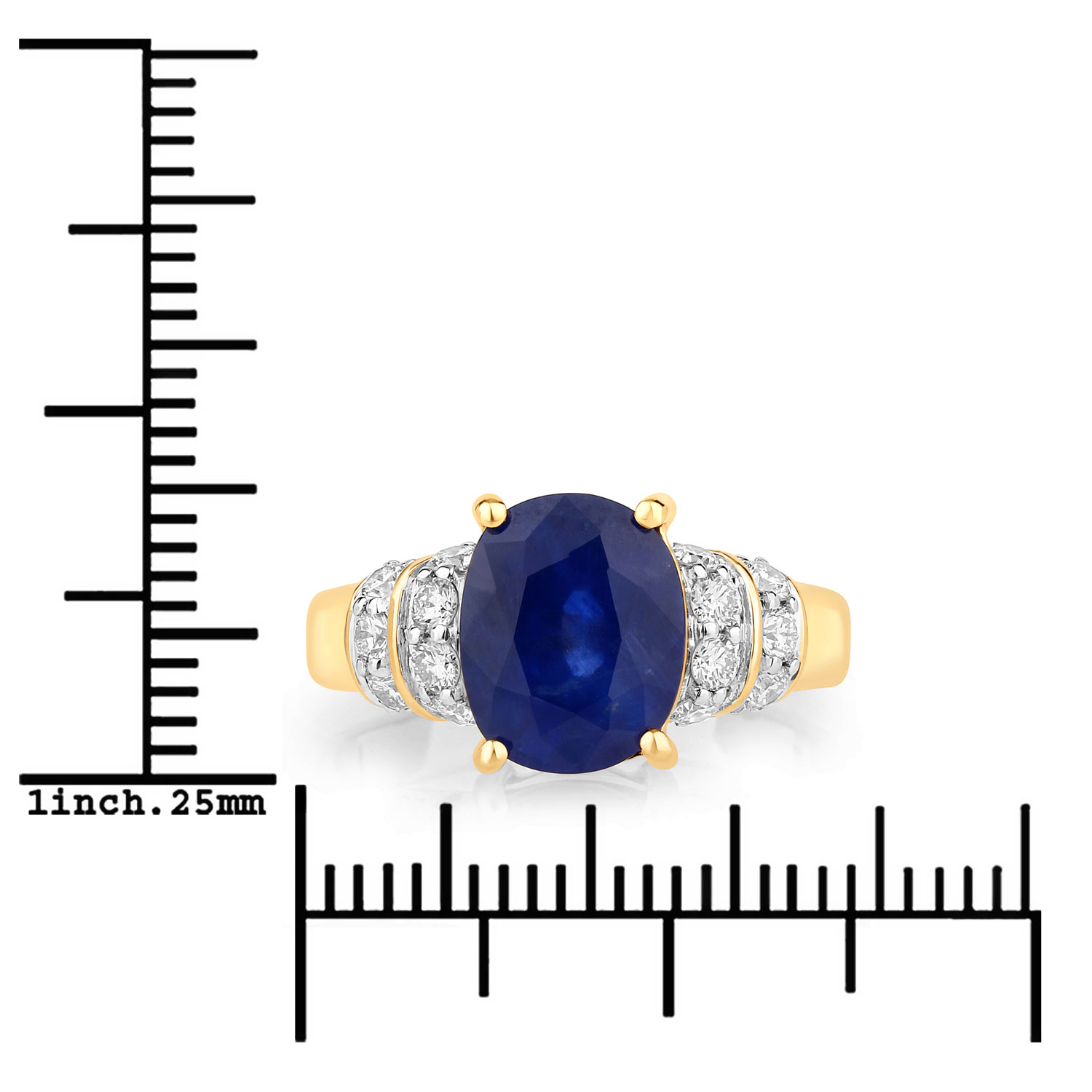 4.26 Carat Genuine Ceylon Blue Sapphire and White Diamond 18K Yellow Gold Ring 4.26 C.T.W 18K yellow or white gold - view 5