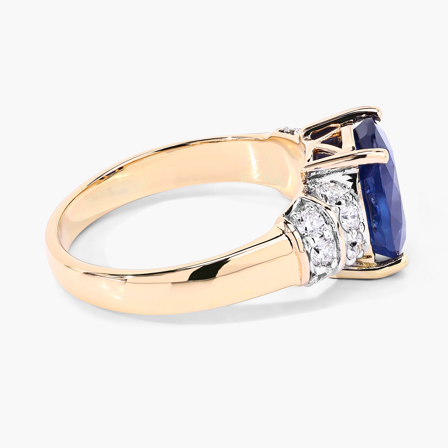 4.26 Carat Genuine Ceylon Blue Sapphire and White Diamond 18K Yellow Gold Ring 4.26 C.T.W 18K yellow or white gold - view 6