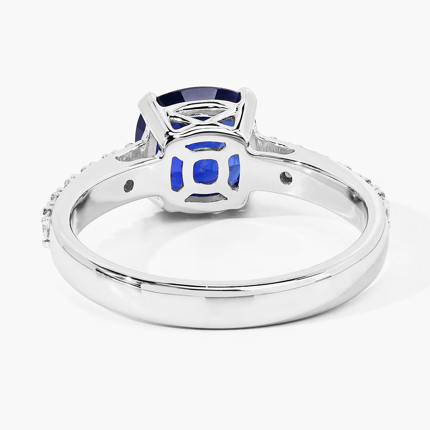 2.85 Carat Genuine Ceylon Blue Sapphire and White Diamond 18K White Gold Ring 2.85 C.T.W 18K white gold - view 2