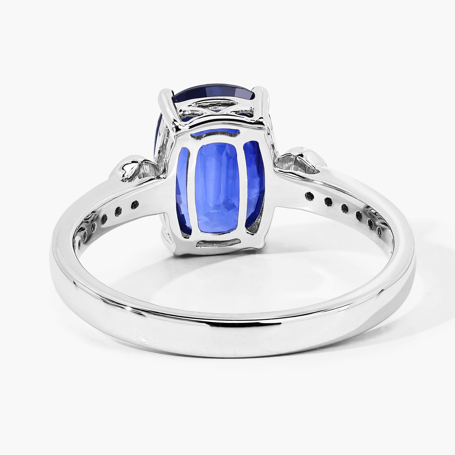 2.72 Carat Genuine Ceylon Blue Sapphire and White Diamond 18K White Gold Ring 2.72 C.T.W 18K white gold - view 4