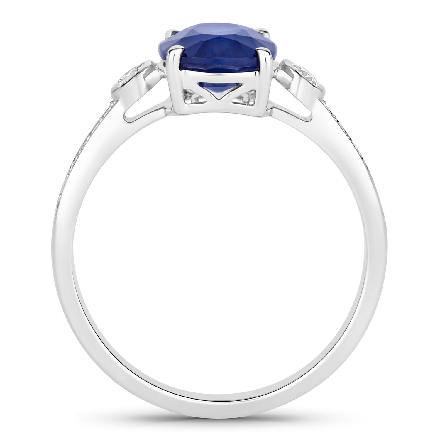 2.72 Carat Genuine Ceylon Blue Sapphire and White Diamond 18K White Gold Ring 2.72 C.T.W 18K white gold - view 2