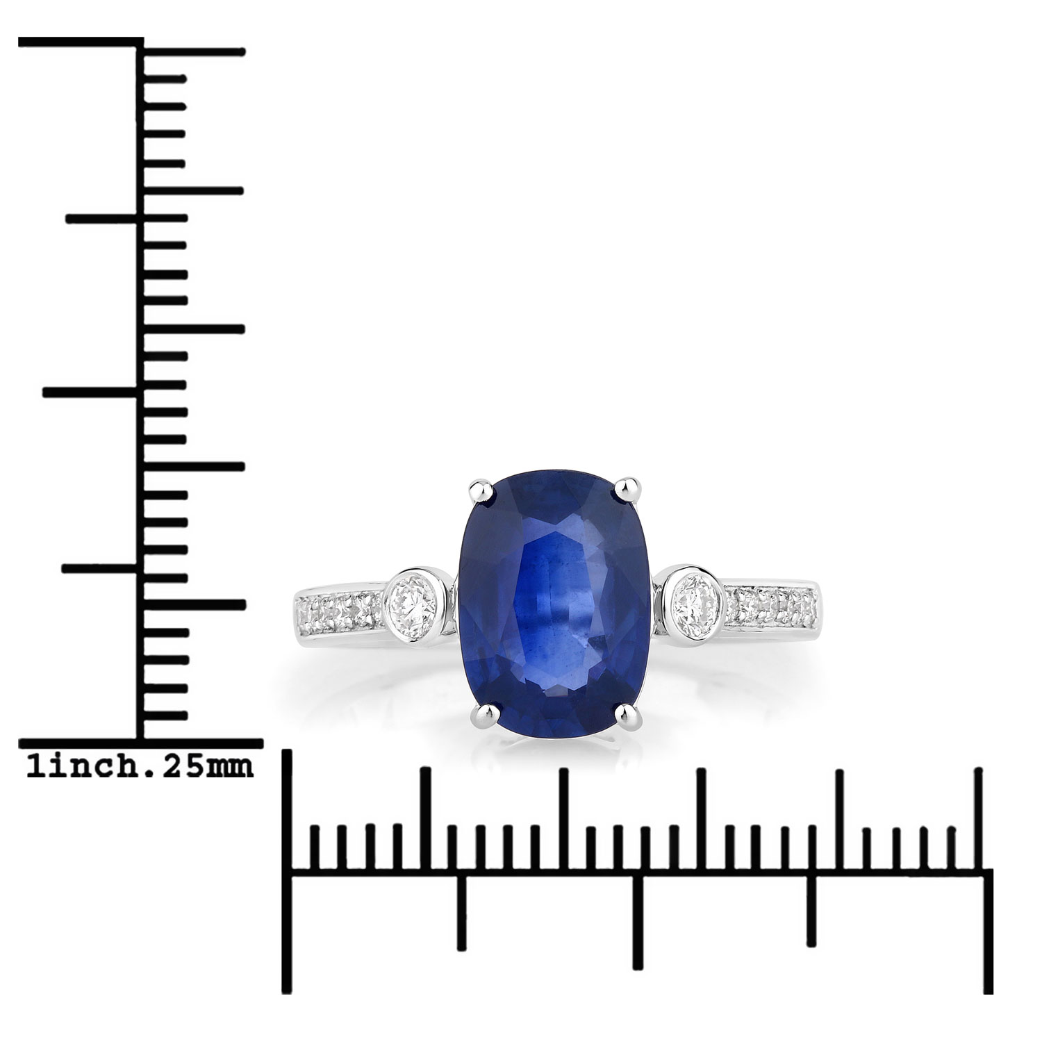 2.72 Carat Genuine Ceylon Blue Sapphire and White Diamond 18K White Gold Ring 2.72 C.T.W 18K white gold - view 3