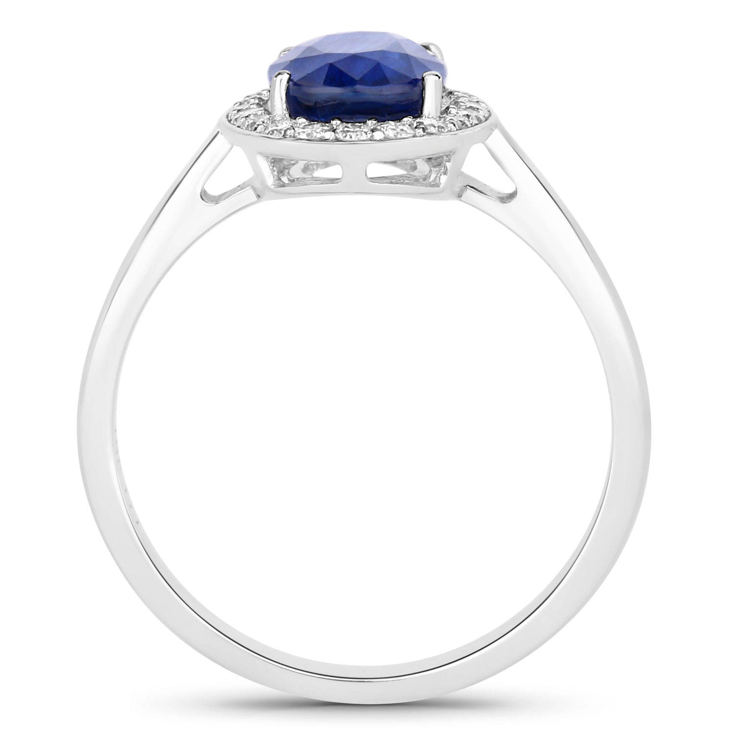 2.30 Carat Genuine Ceylon Blue Sapphire and White Diamond 18K White Gold Ring 2.30 C.T.W 18K white gold - view 2