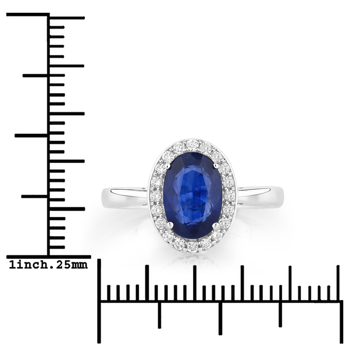 2.30 Carat Genuine Ceylon Blue Sapphire and White Diamond 18K White Gold Ring 2.30 C.T.W 18K white gold - view 5