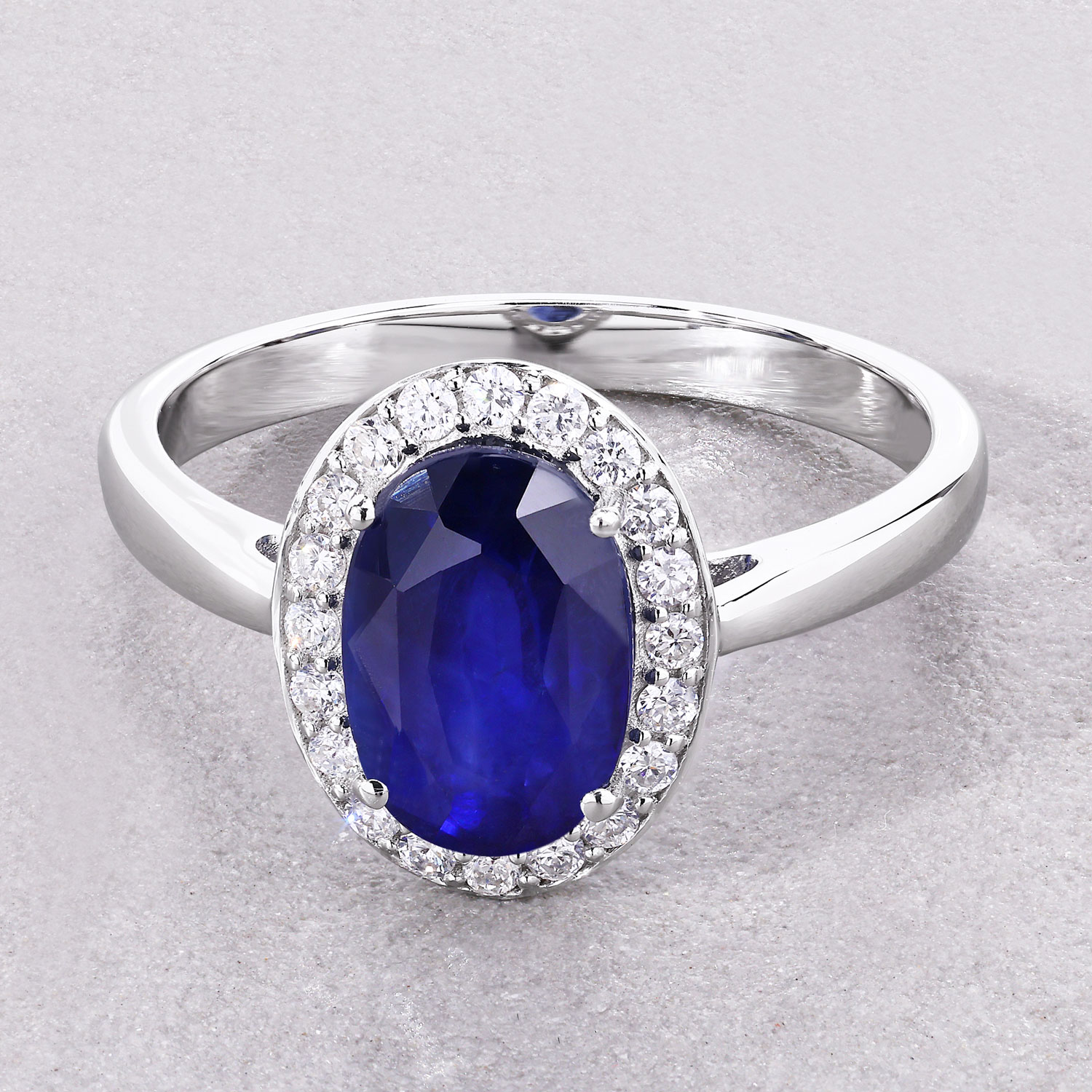 2.30 Carat Genuine Ceylon Blue Sapphire and White Diamond 18K White Gold Ring 2.30 C.T.W 18K white gold - view 6
